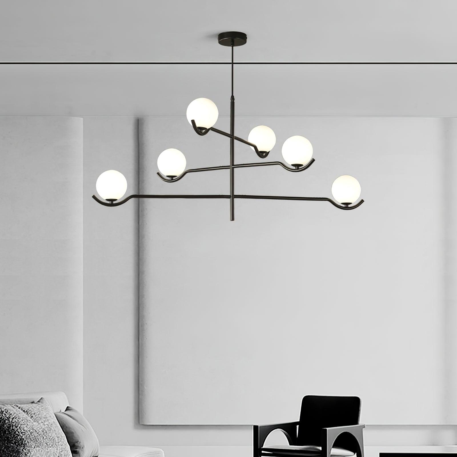 Lustra Pendelleuchte Rahmen Schwarz Glas-Letslighting