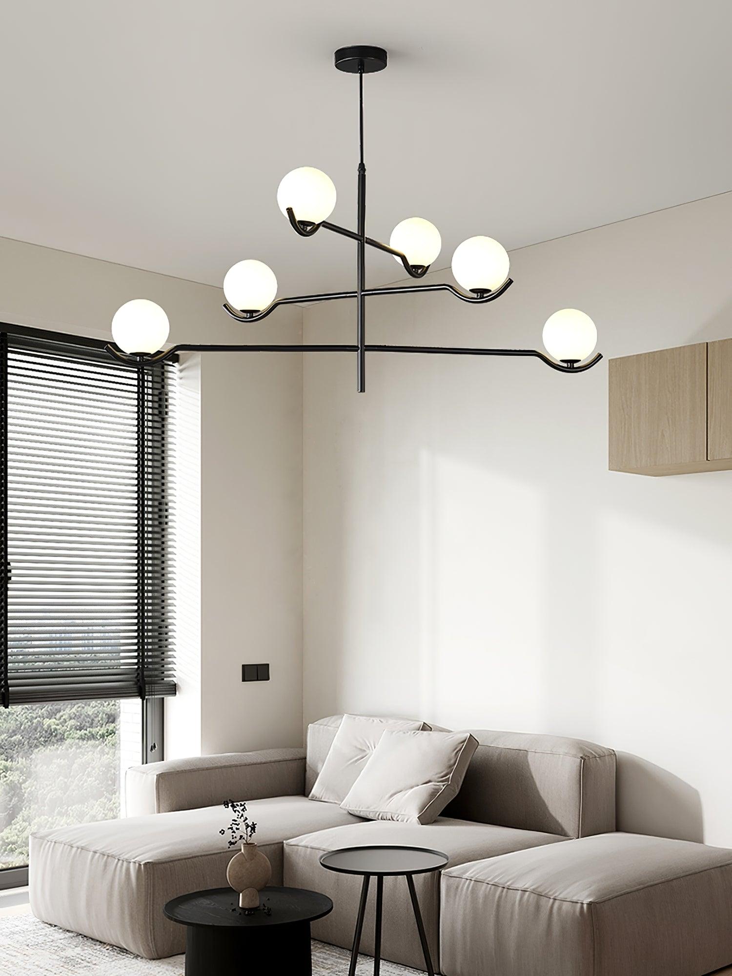 Lustra Pendelleuchte Rahmen Schwarz Glas-Letslighting