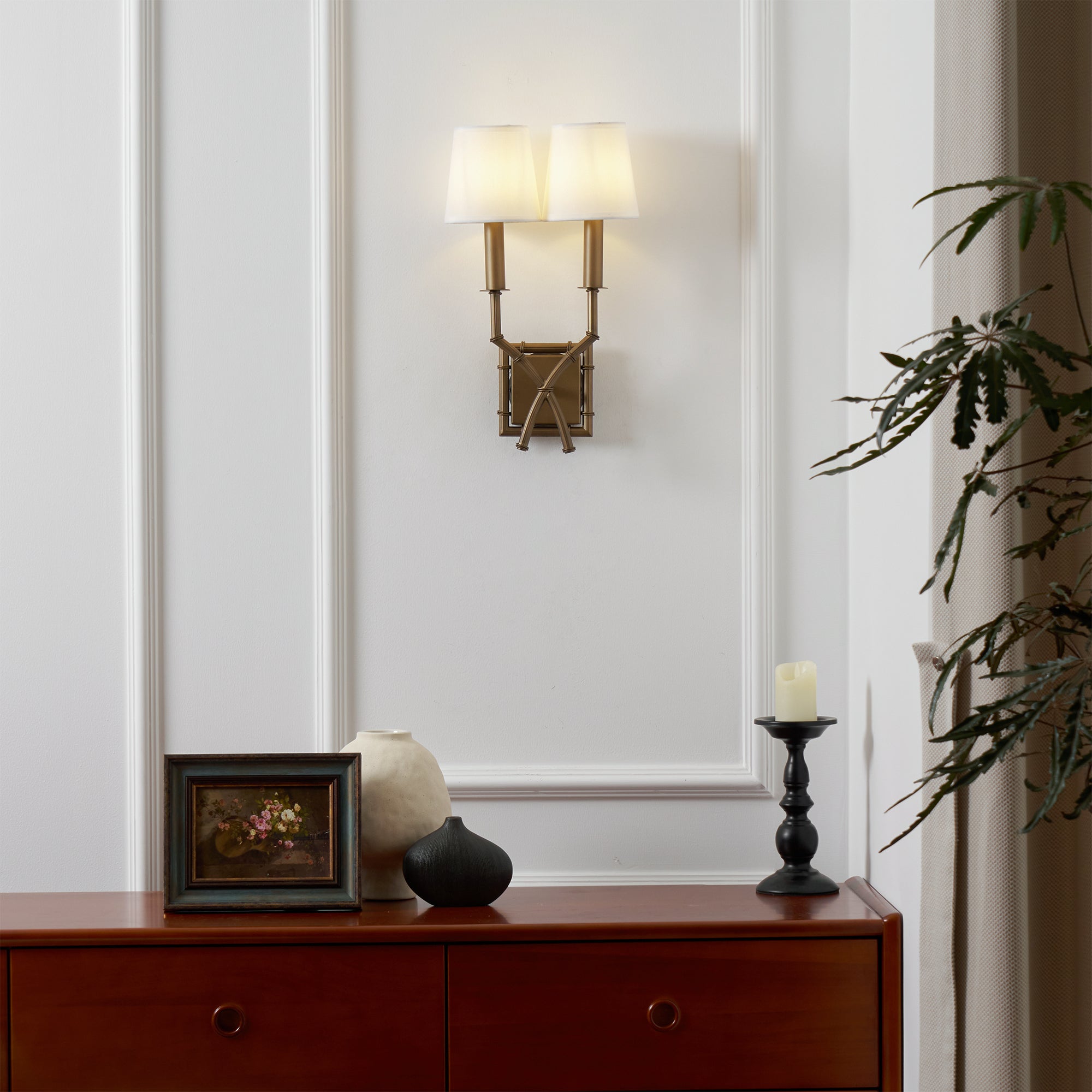 Yelp Industrielle Vintage Wandleuchte aus Bambusgewebe-Letslighting