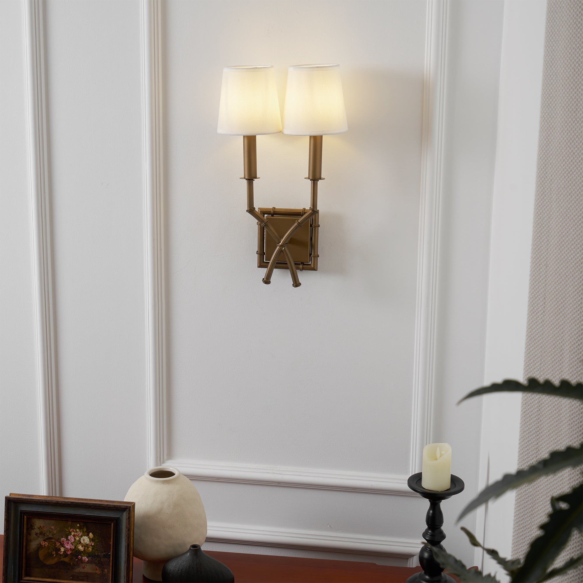 Yelp Industrielle Vintage Wandleuchte aus Bambusgewebe-Letslighting