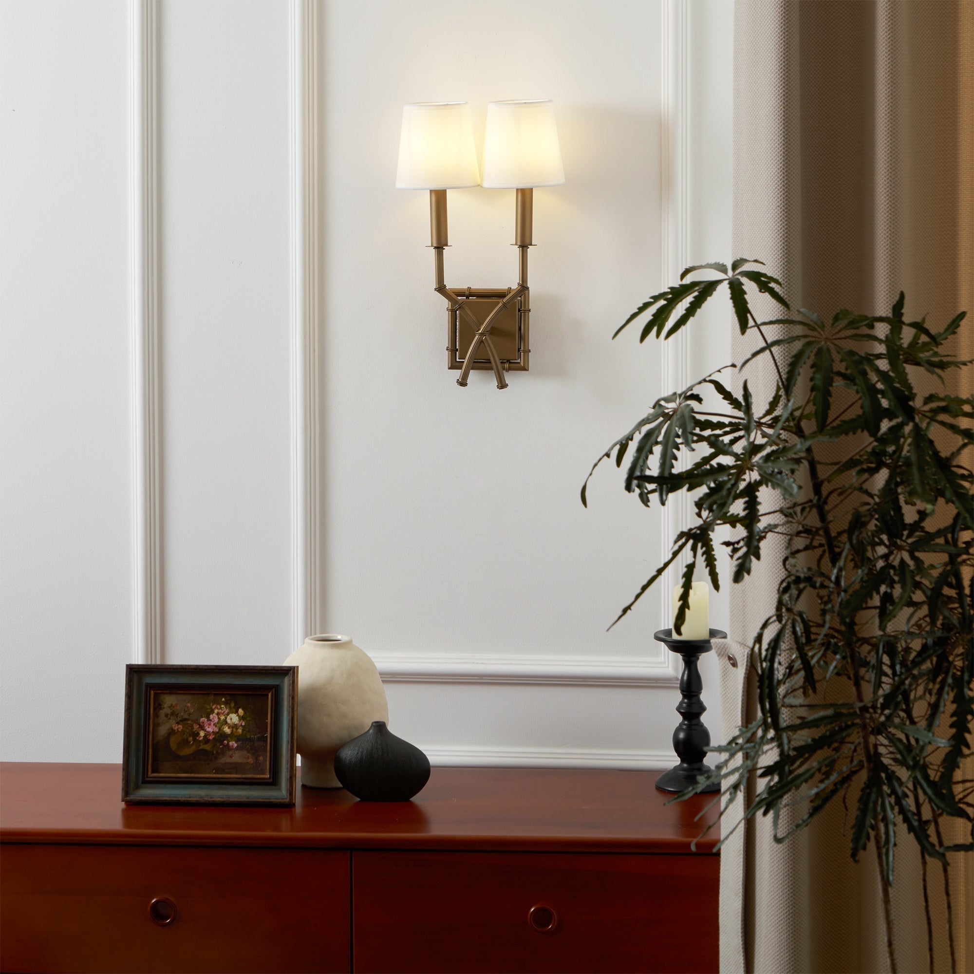 Yelp Industrielle Vintage Wandleuchte aus Bambusgewebe-Letslighting