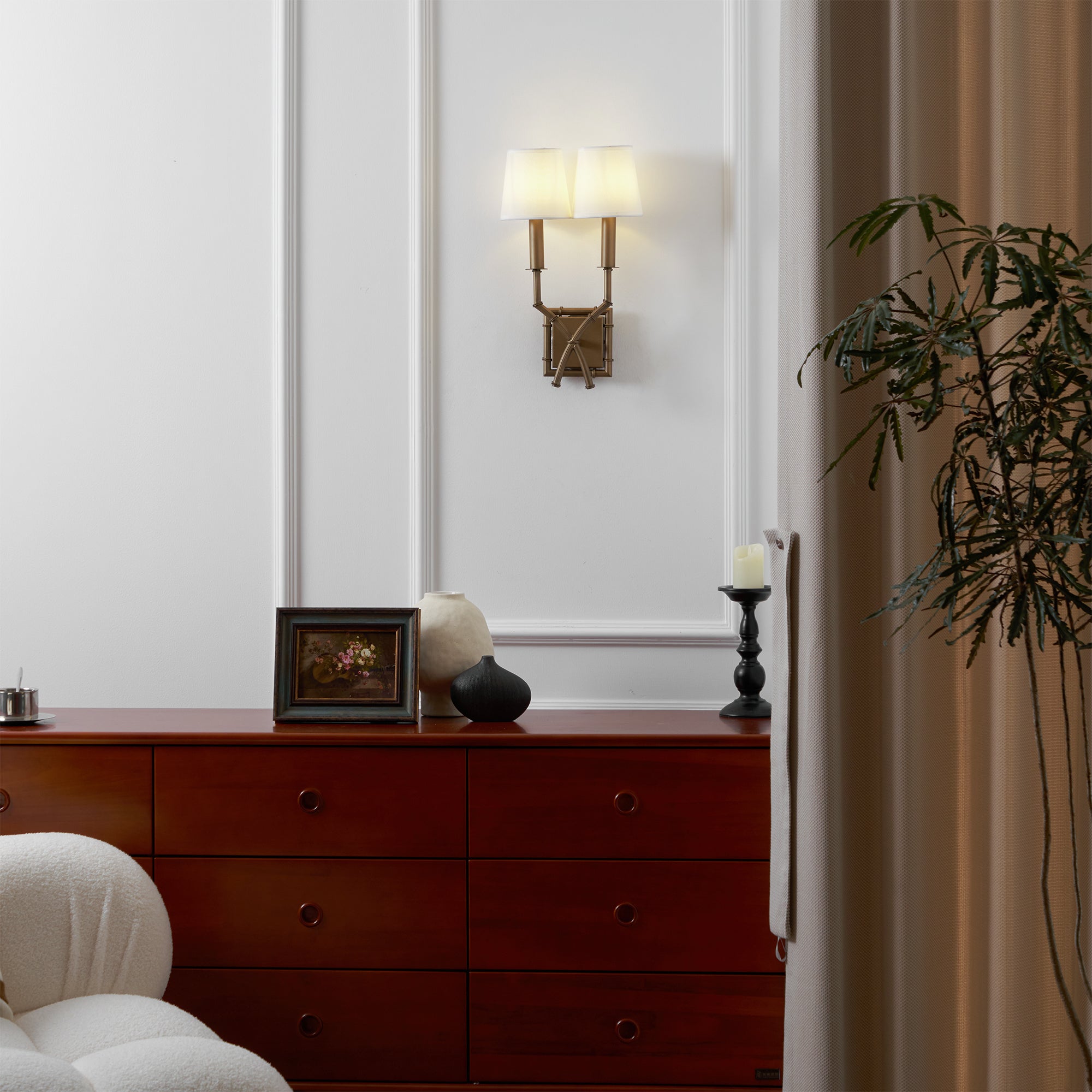 Yelp Industrielle Vintage Wandleuchte aus Bambusgewebe-Letslighting