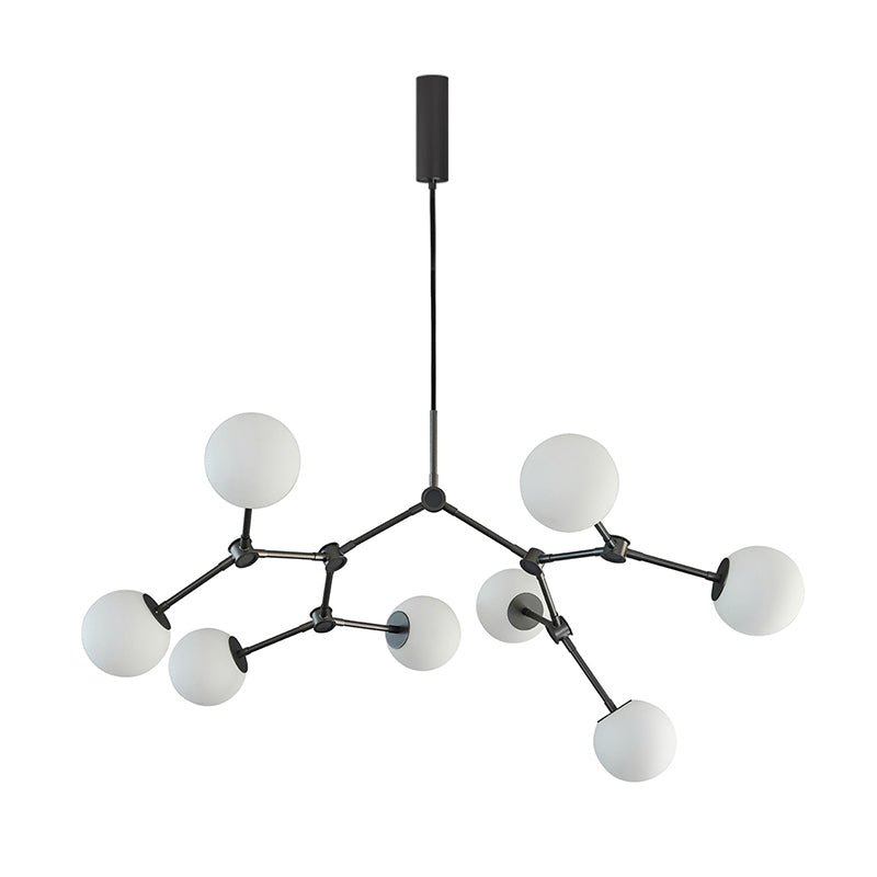Halo Kugel Schwarzer Glas-Kronleuchter-Letslighting
