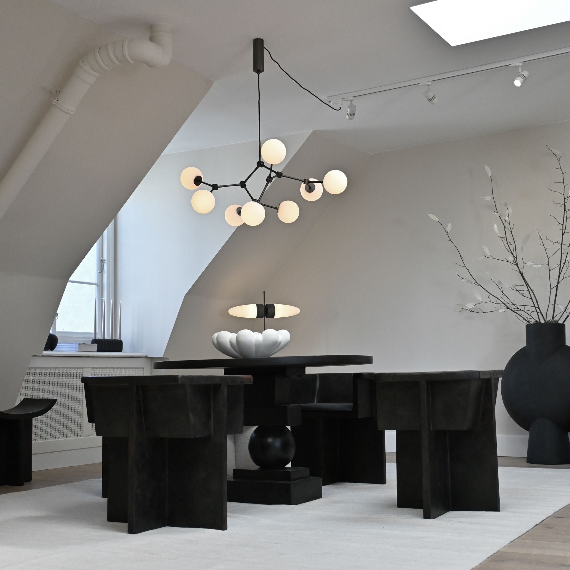 Halo Kugel Schwarzer Glas-Kronleuchter-Letslighting