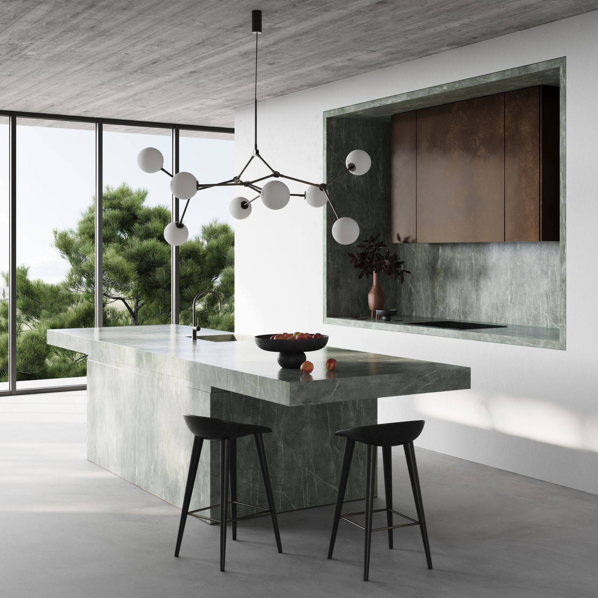 Halo Kugel Schwarzer Glas-Kronleuchter-Letslighting