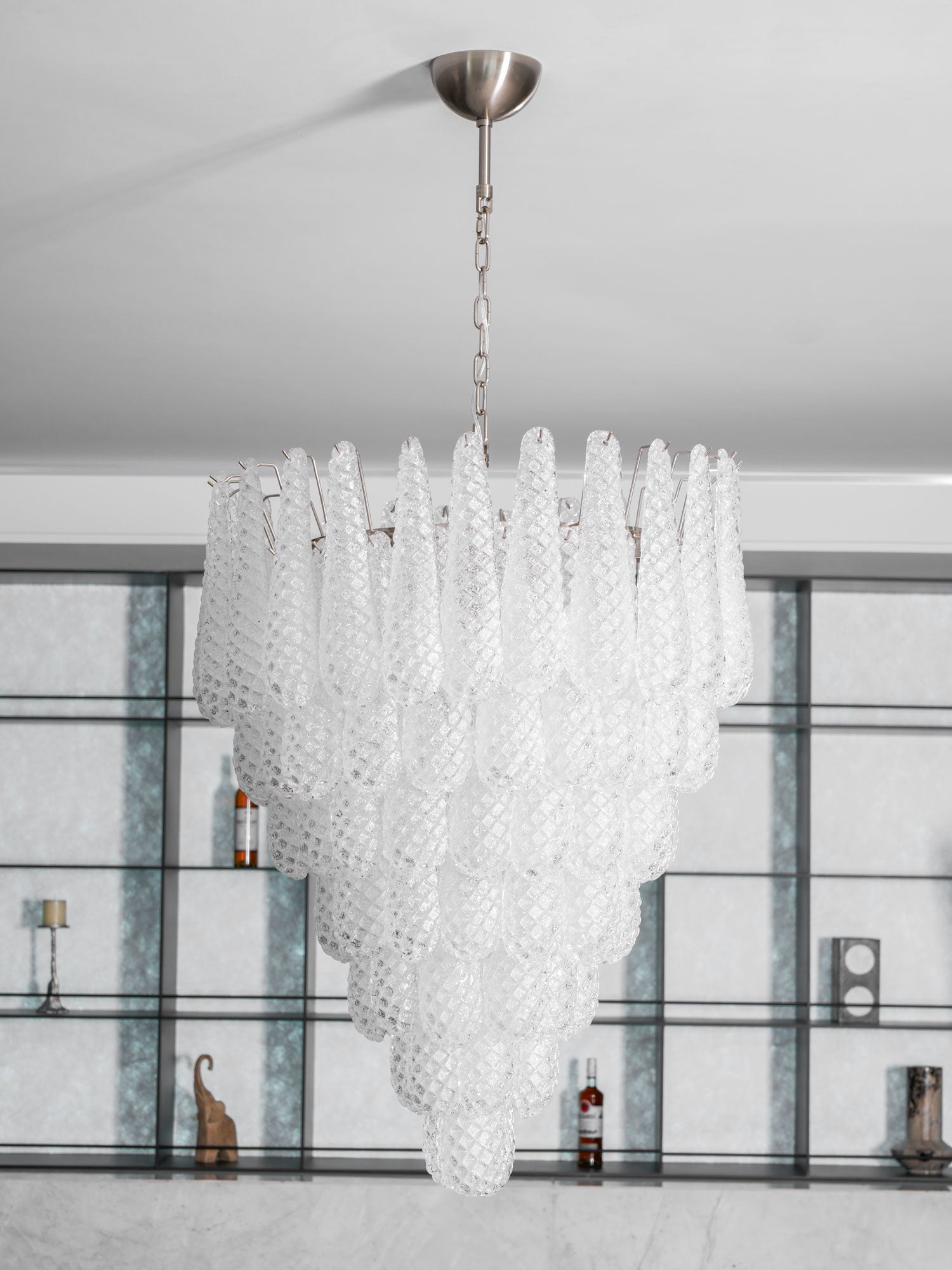 Aurora Chandelier Clear Droplets Murano Glass Waterfall Diamond - Neutralighting
