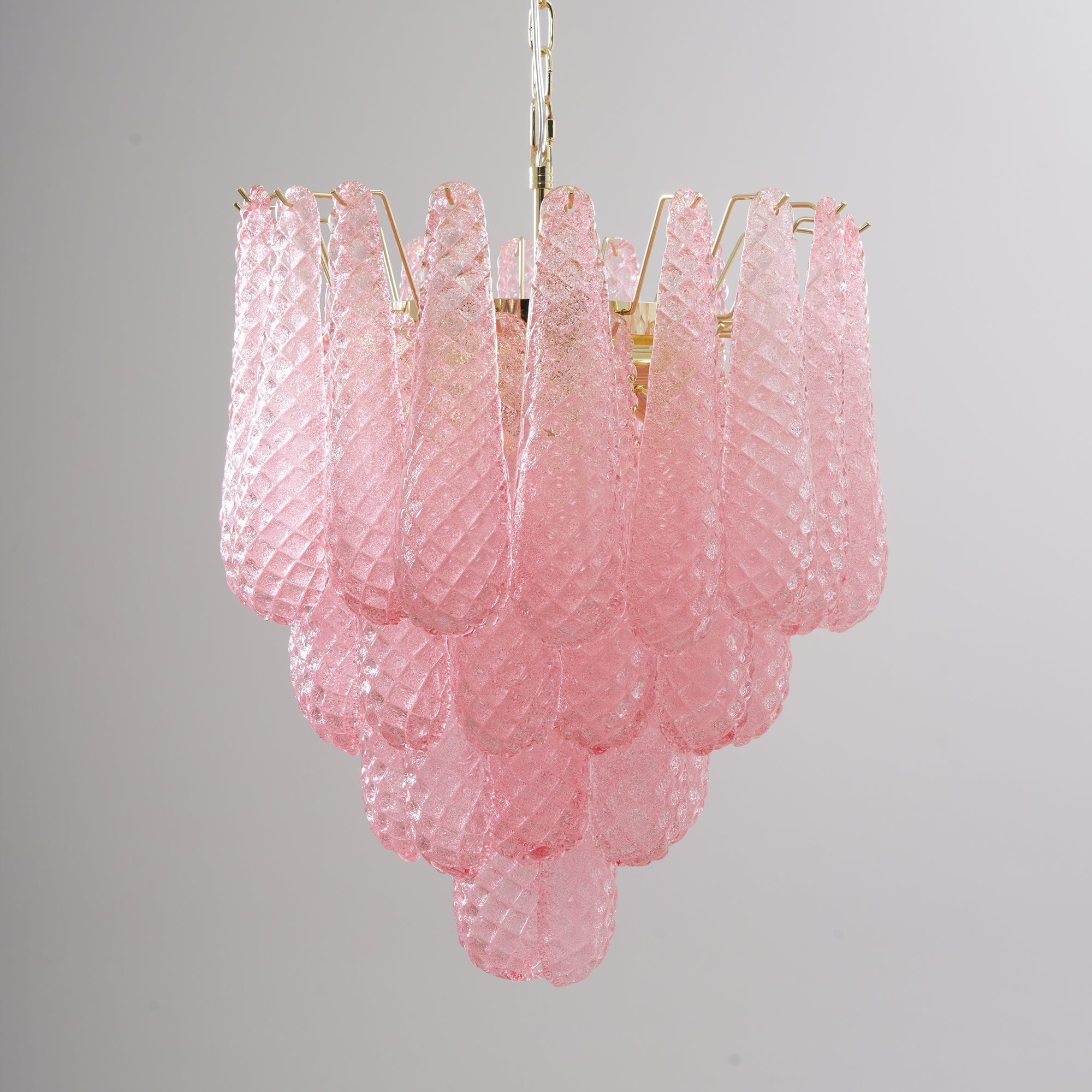 Aurora Chandelier Pink Droplet Murano Glass Diamond Pattern Waterfall - Neutralighting