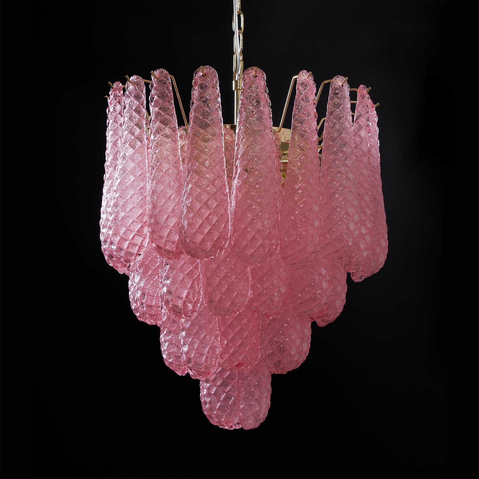 Junto Postmodern Luxury Drop Pink Metal Glass Chandelier - Letslighting
