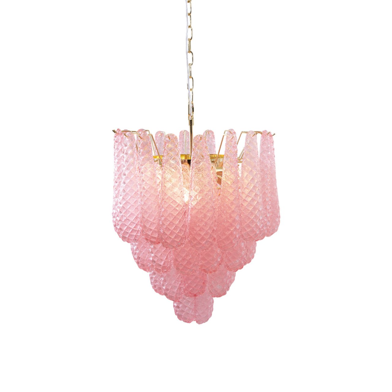 Aurora Chandelier Pink Droplet Murano Glass Diamond Pattern Waterfall - Neutralighting