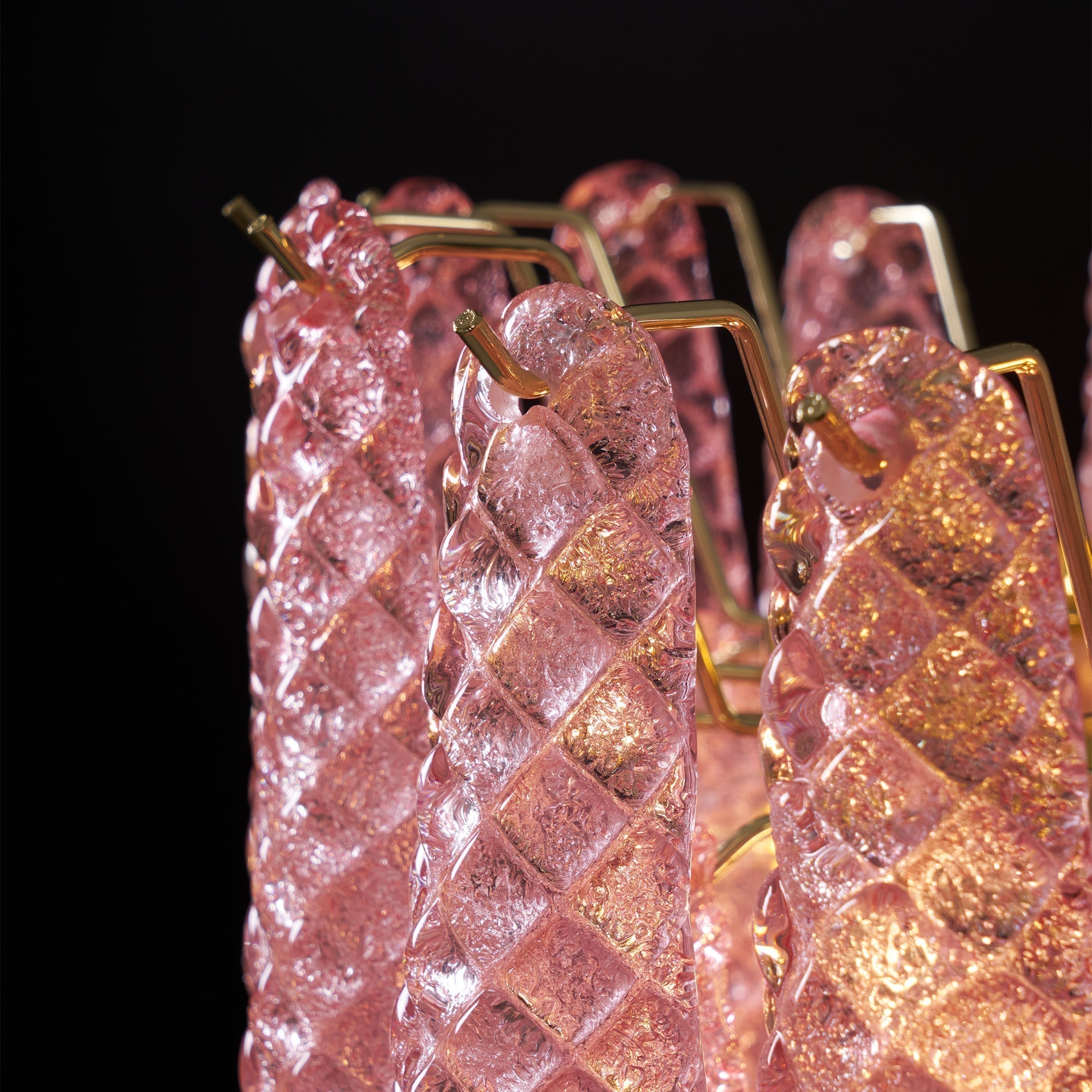 Junto Postmodern Luxury Drop Pink Metal Glass Chandelier - Letslighting