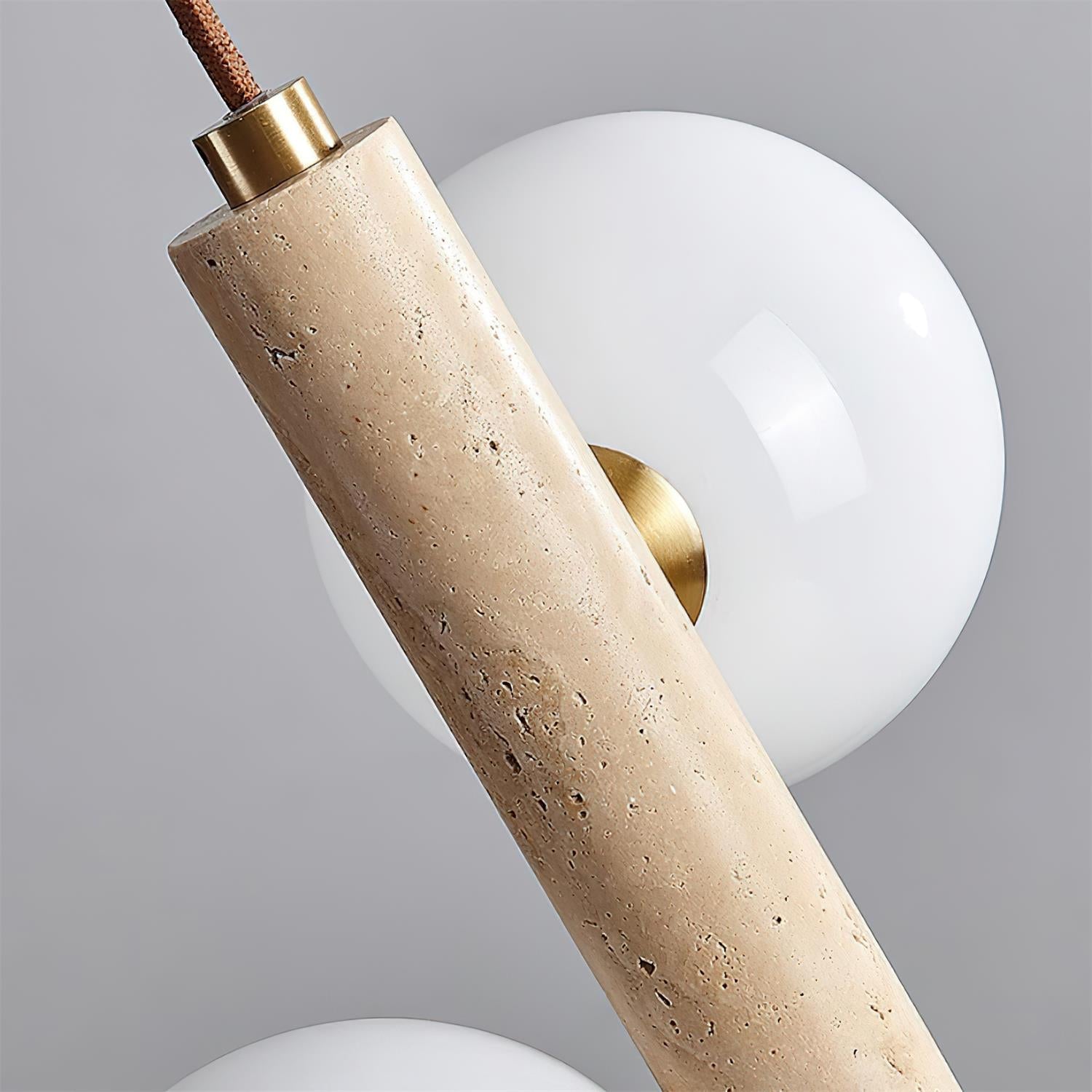 Orbitra Vertical Pendant Lamp Travertine & Glass - Letslighting