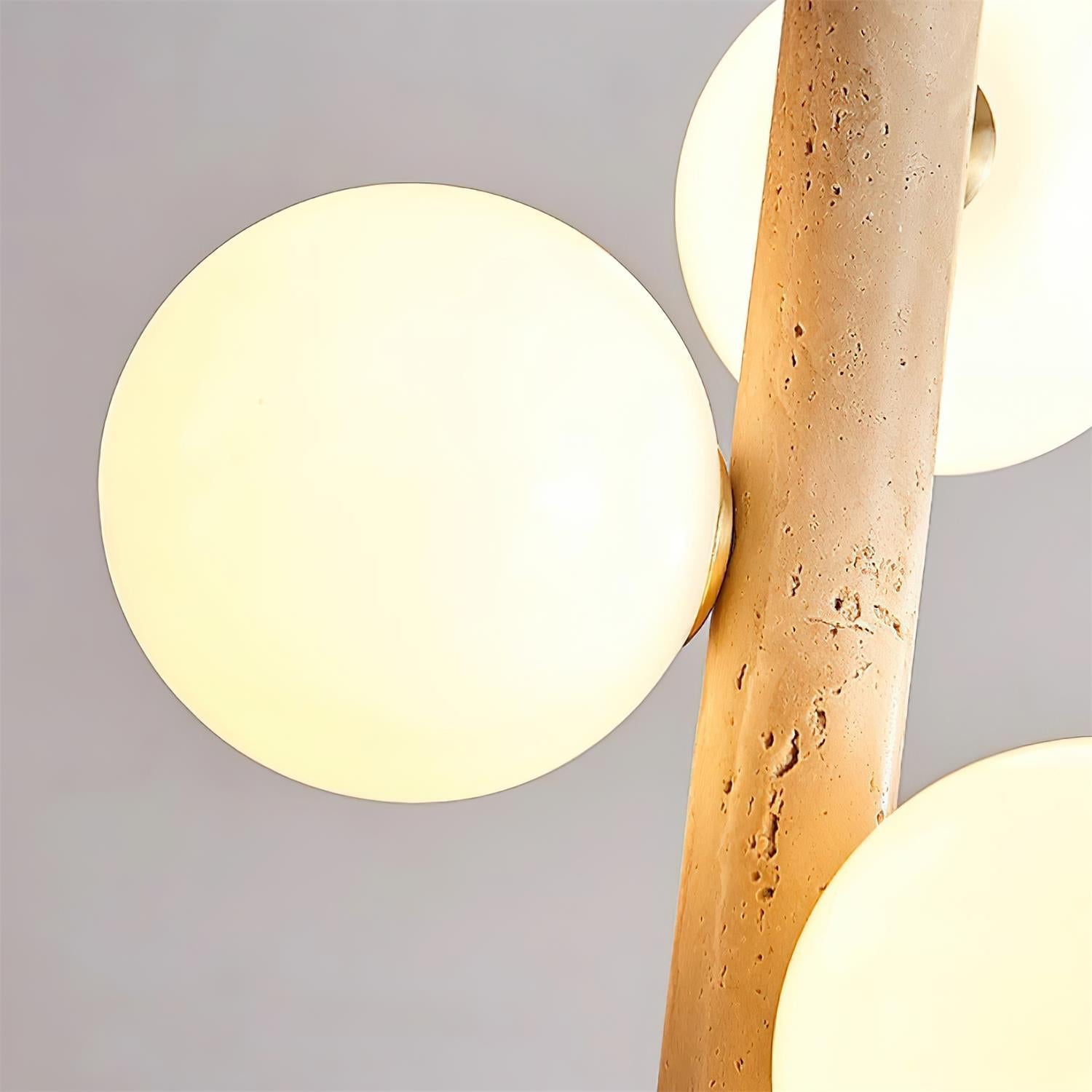 Orbitra Vertical Pendant Lamp Travertine & Glass - Letslighting