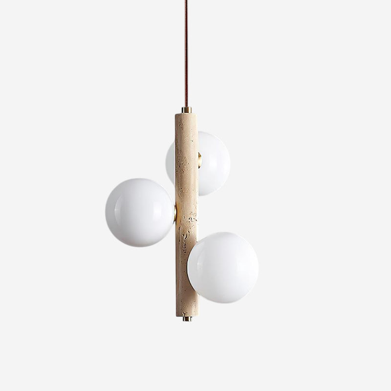 Orbitra Vertical Pendant Lamp Travertine & Glass - Letslighting