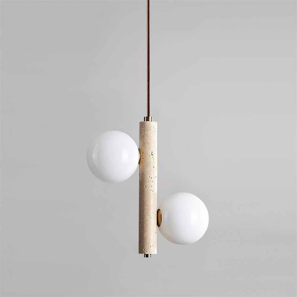 Orbitra Vertical Pendant Lamp Travertine & Glass - Letslighting
