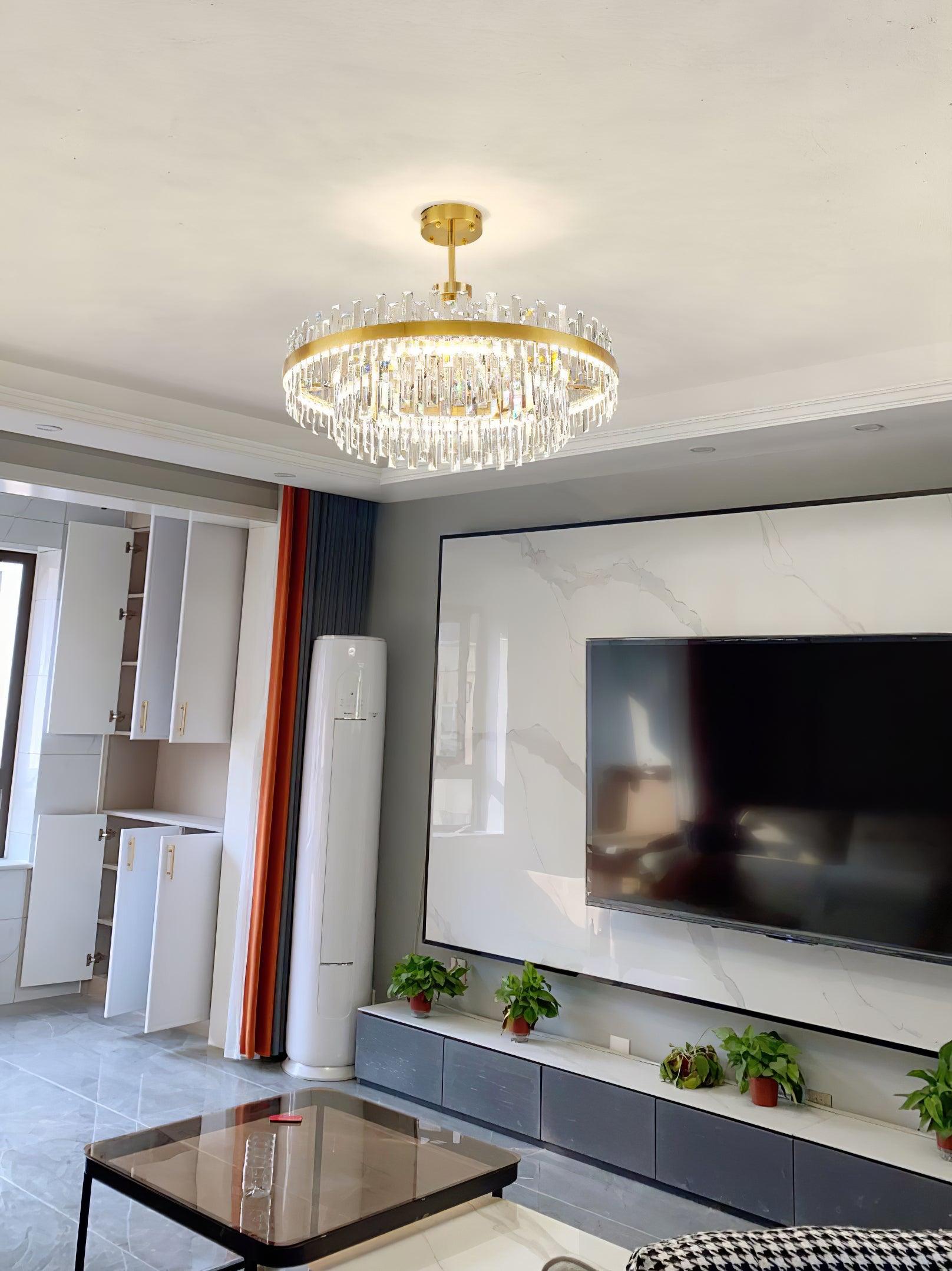 Lustra Kronleuchter Messing Kristall Trommel Elegant-Letslighting