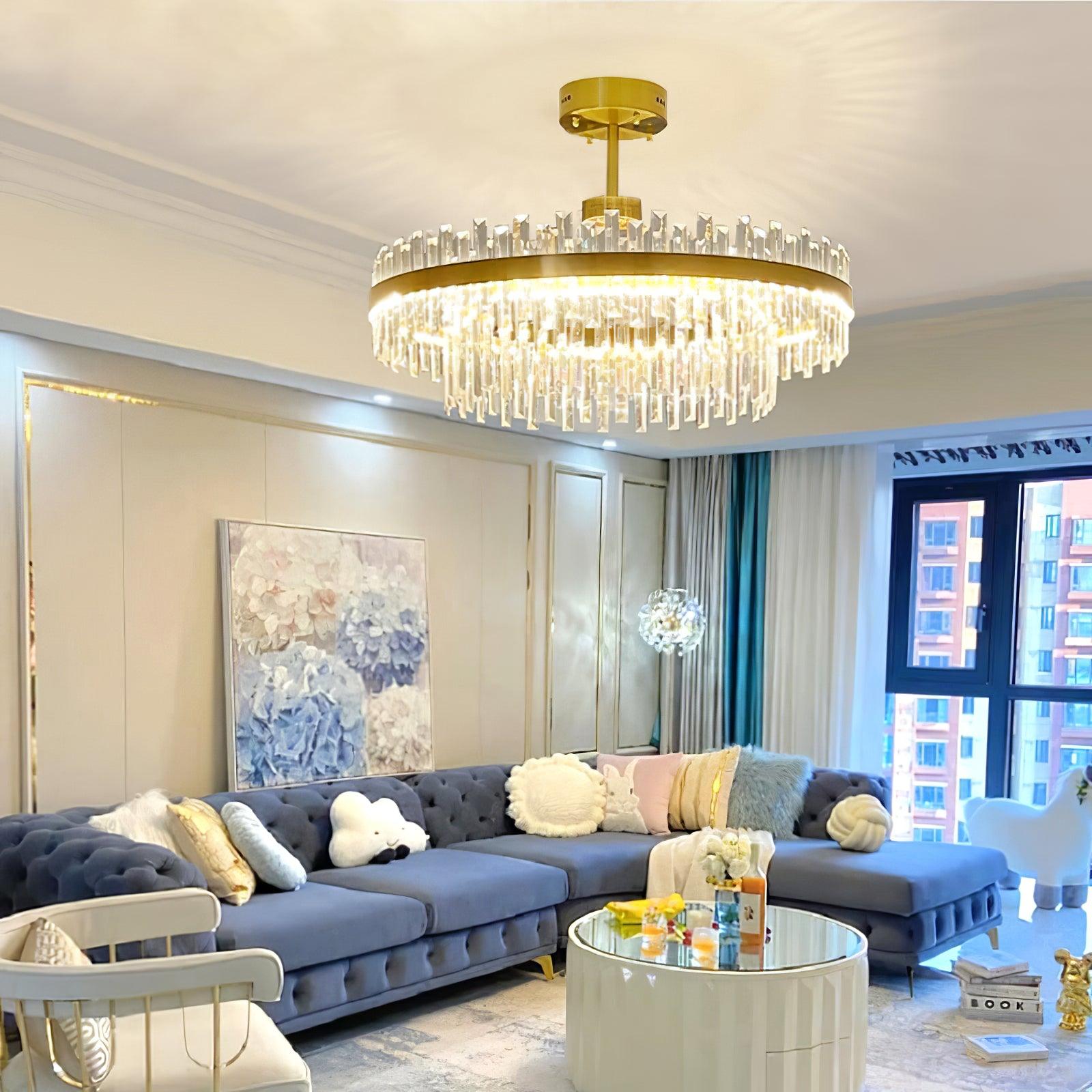 Lustra Kronleuchter Messing Kristall Trommel Elegant-Letslighting