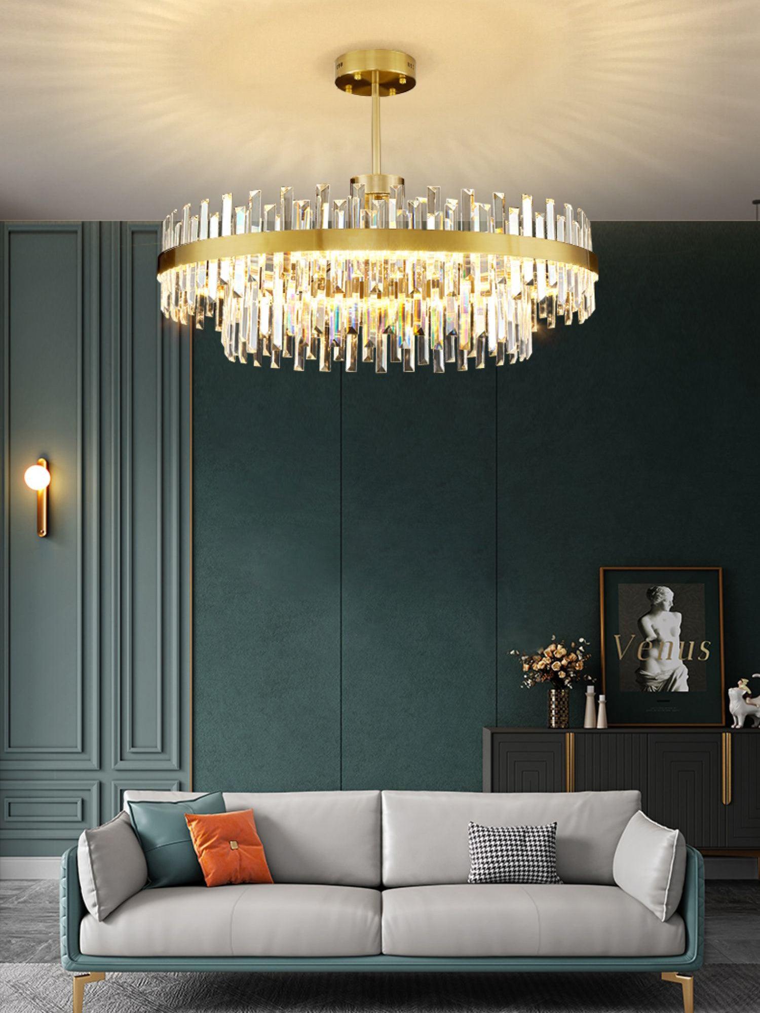 Lustra Kronleuchter Messing Kristall Trommel Elegant-Letslighting