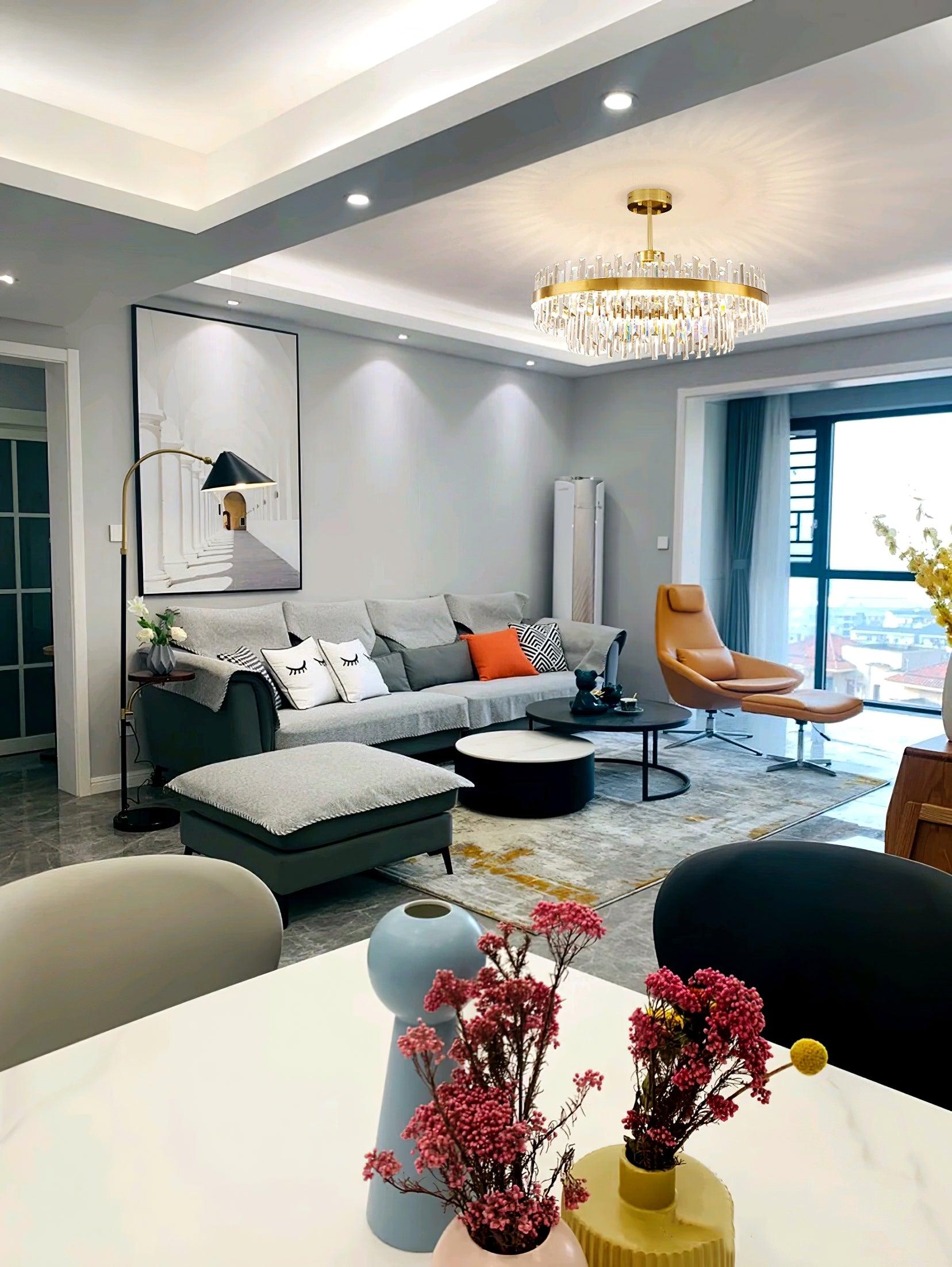 Lustra Kronleuchter Messing Kristall Trommel Elegant-Letslighting