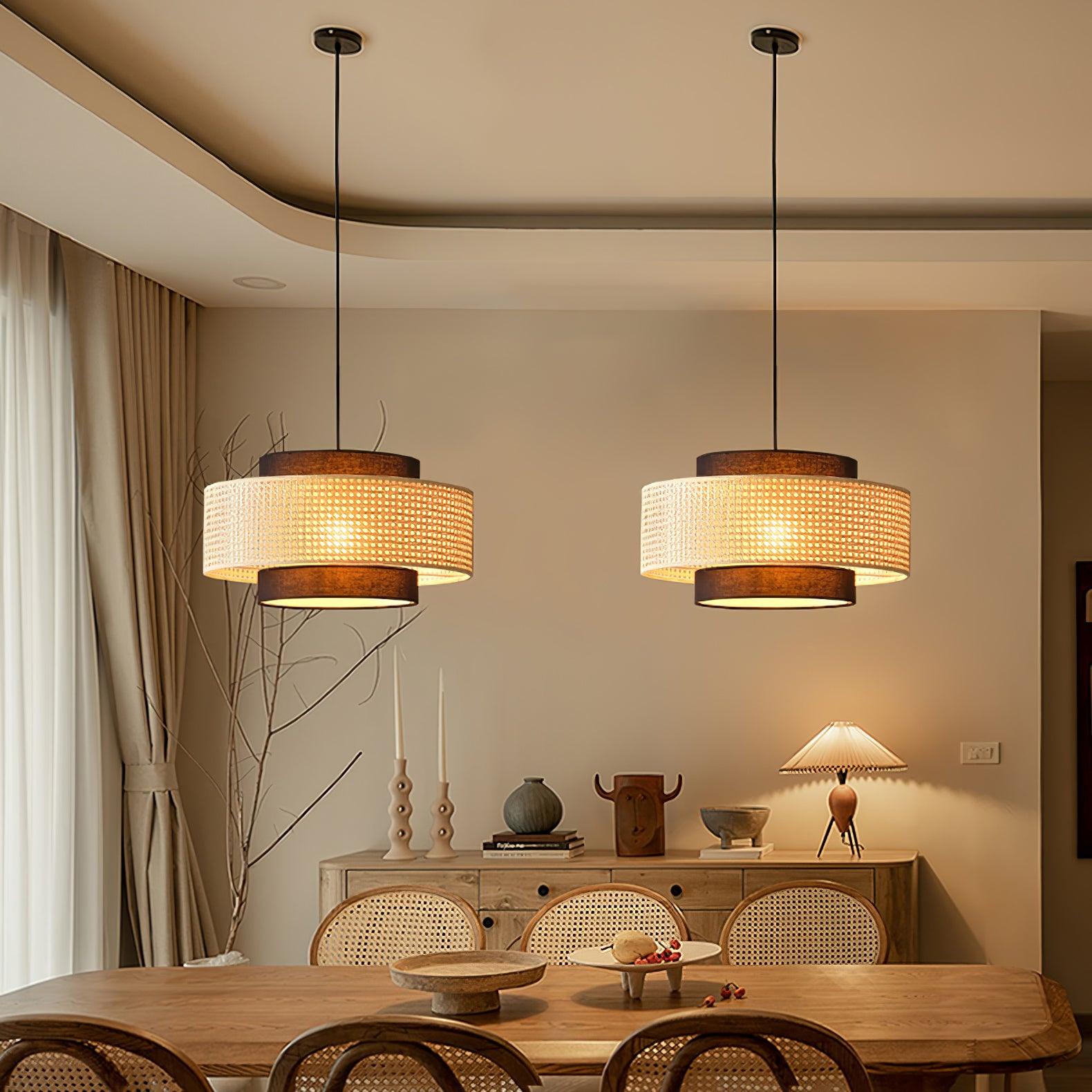 Zerither Rattan Stoff Anhänger Licht-Letslighting