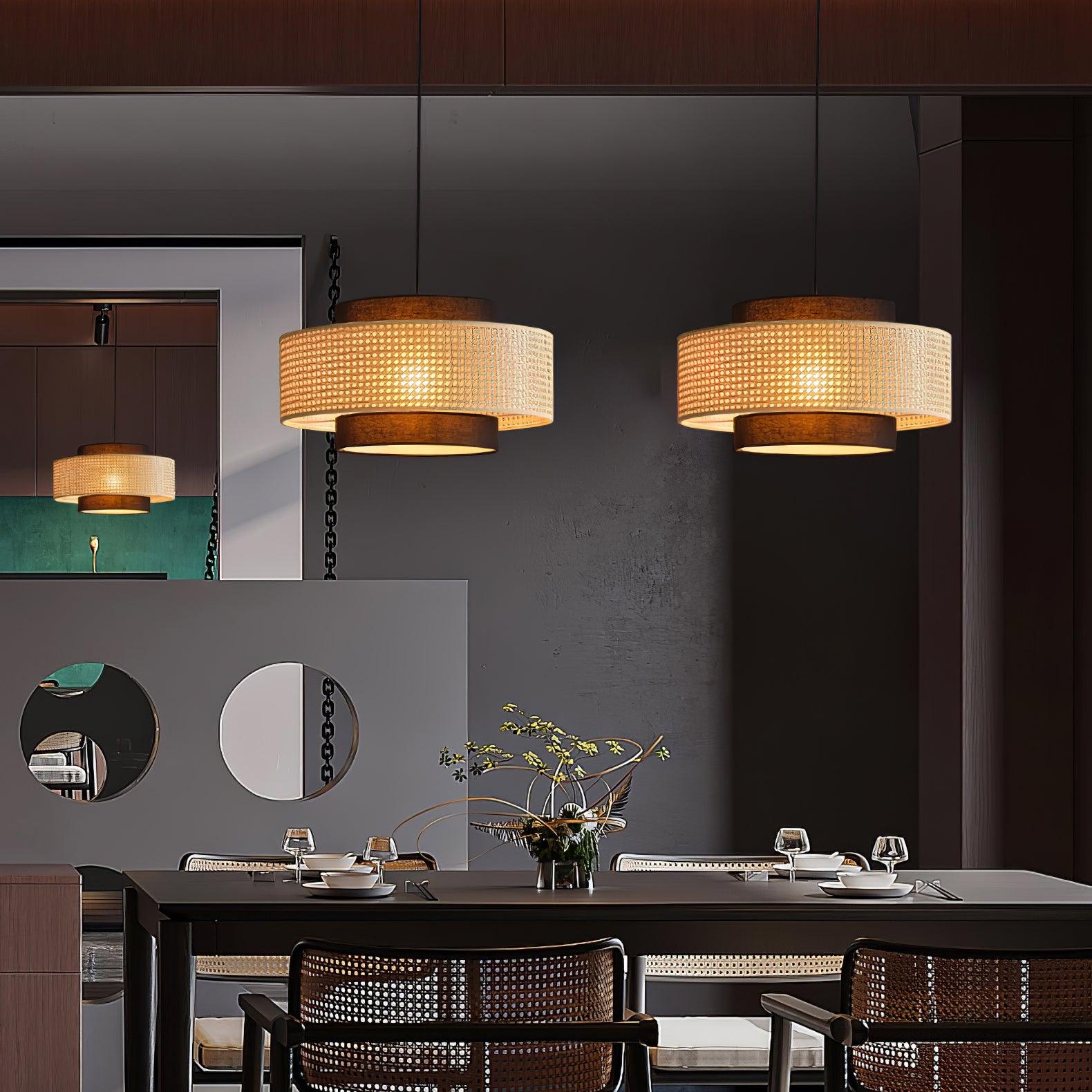 Zerither Rattan Stoff Anhänger Licht-Letslighting
