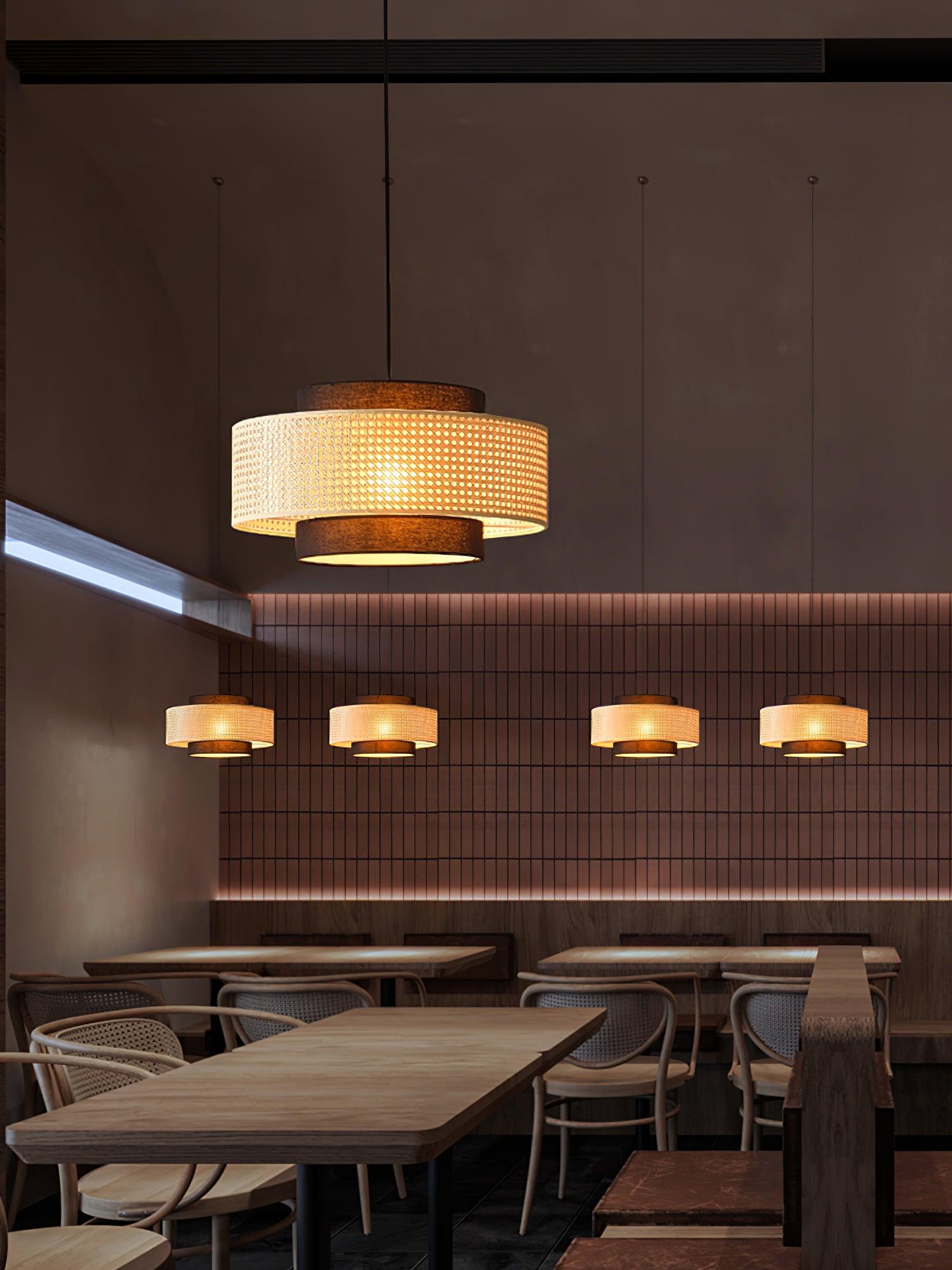 Zerither Rattan Stoff Anhänger Licht-Letslighting