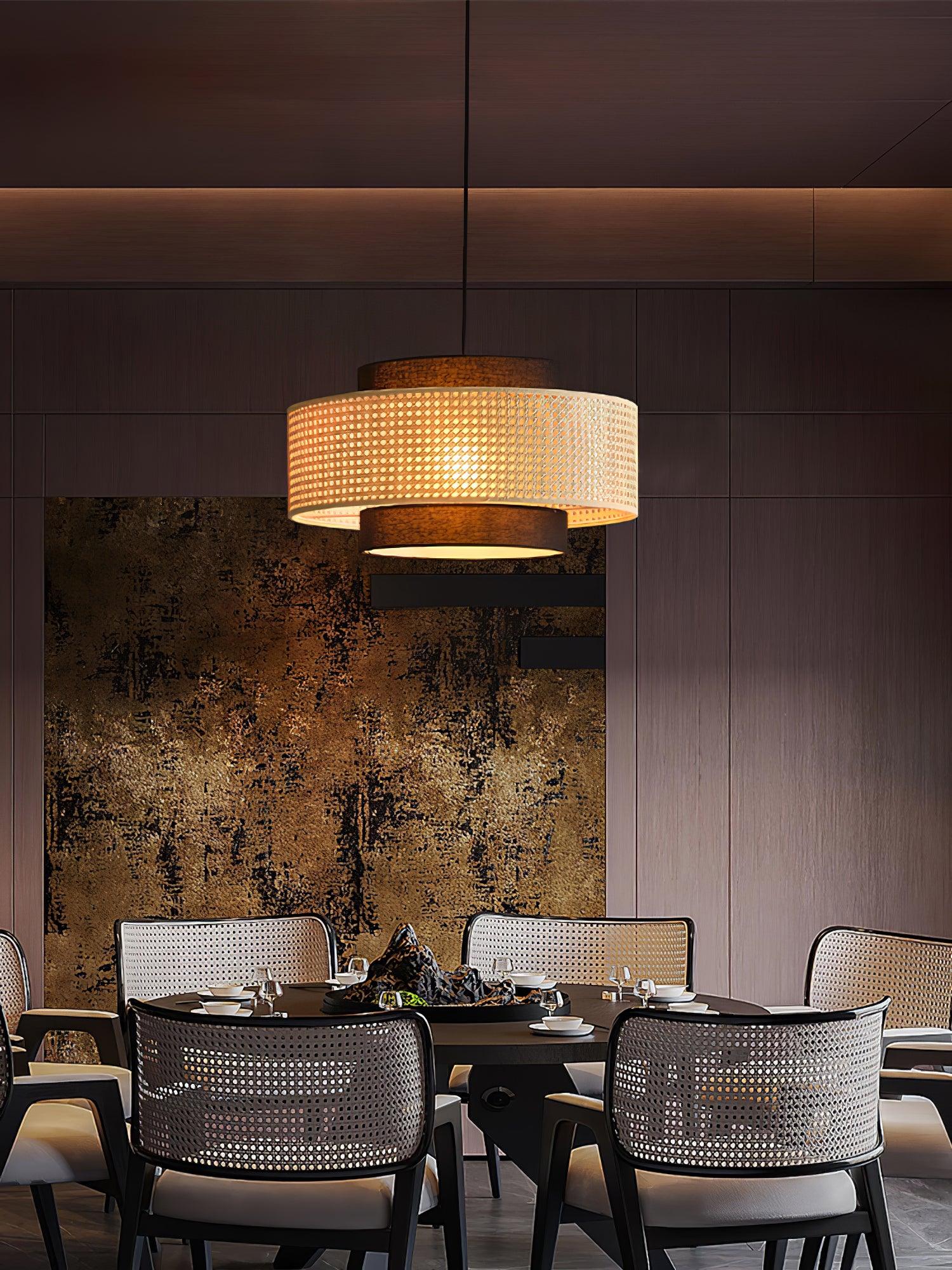 Zerither Rattan Stoff Anhänger Licht-Letslighting