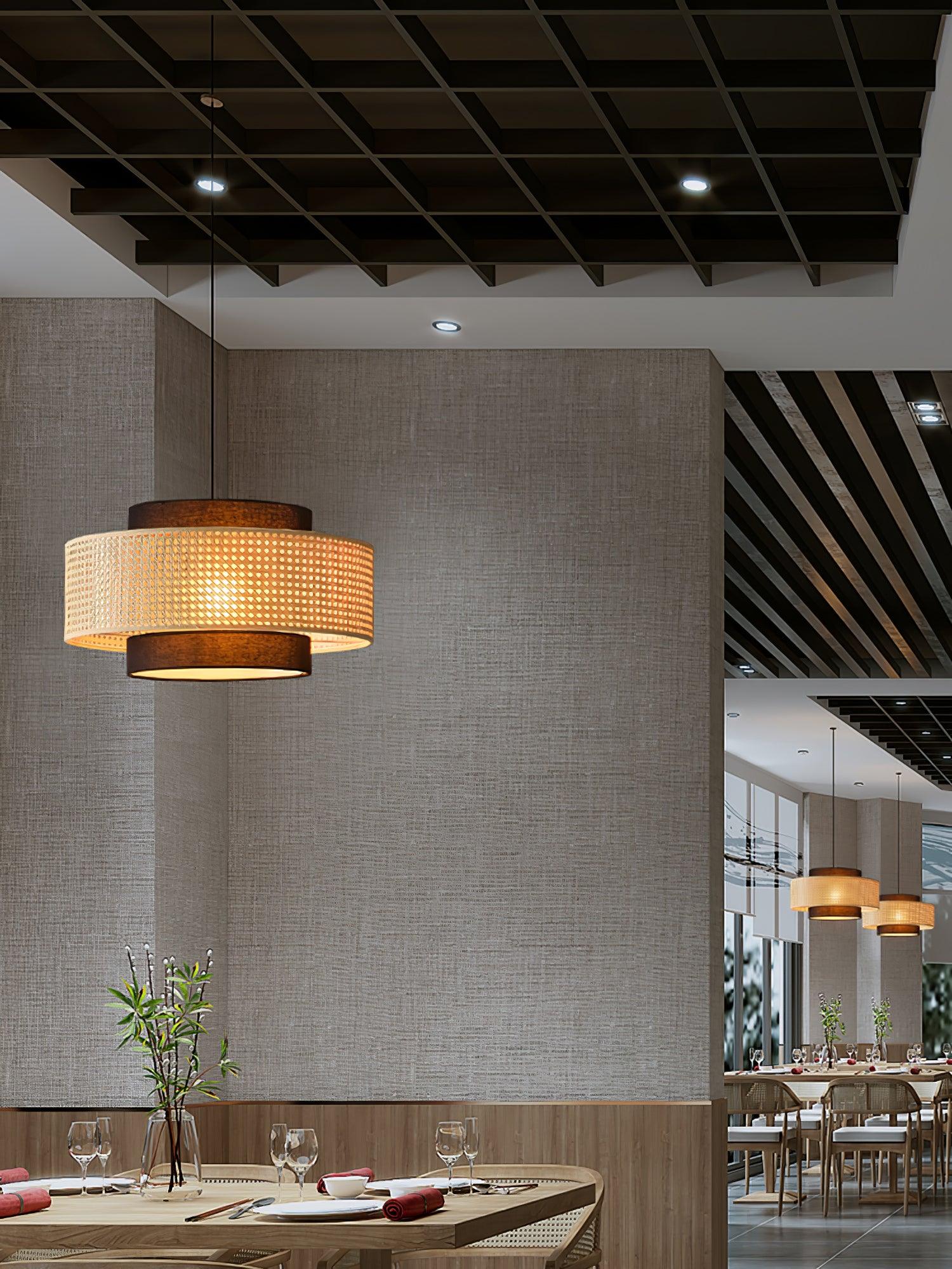 Zerither Rattan Stoff Anhänger Licht-Letslighting