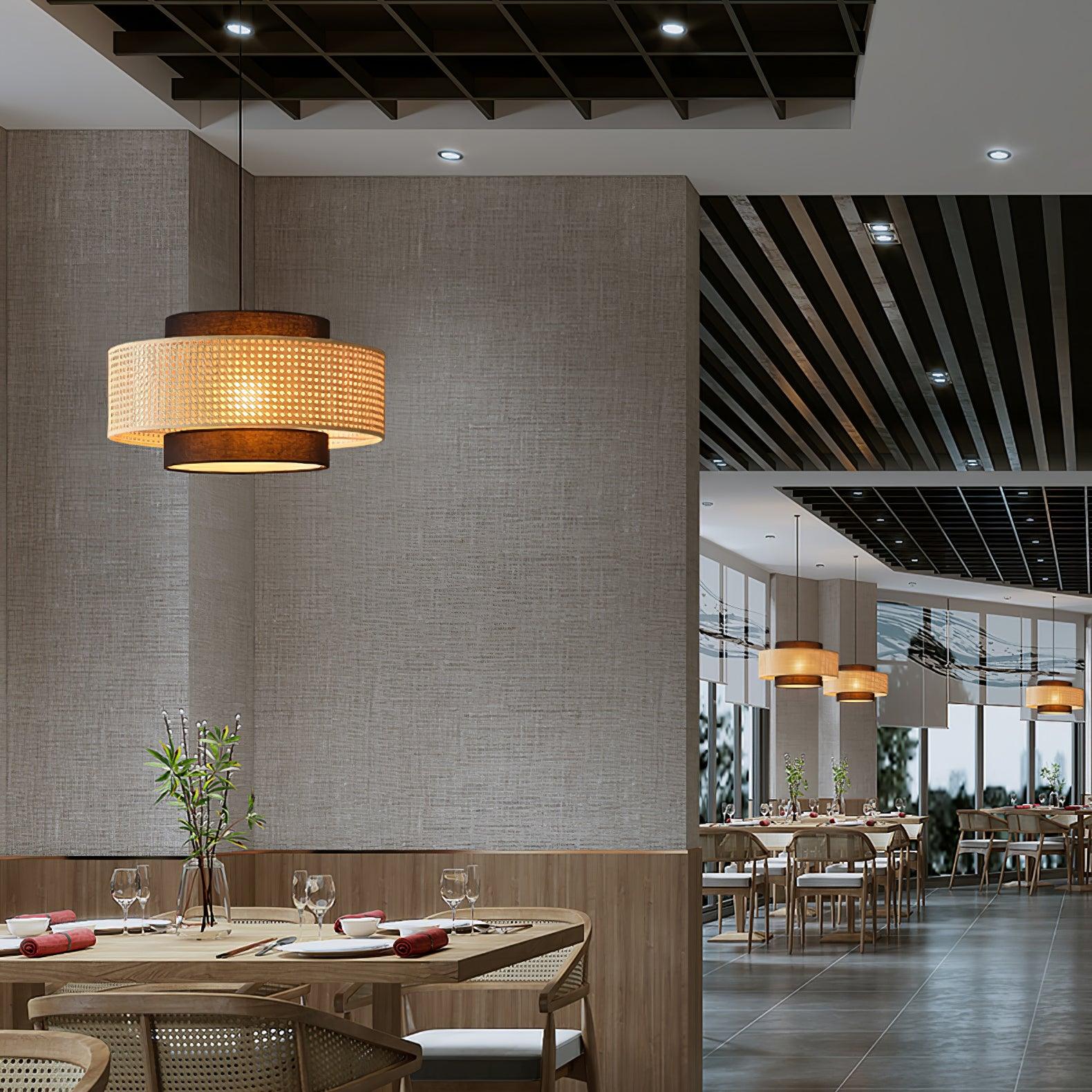 Zerither Rattan Stoff Anhänger Licht-Letslighting