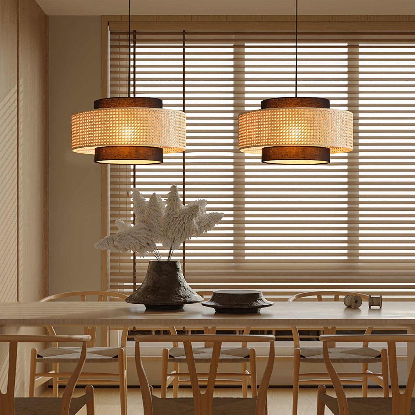 Zerither Rattan Stoff Anhänger Licht-Letslighting
