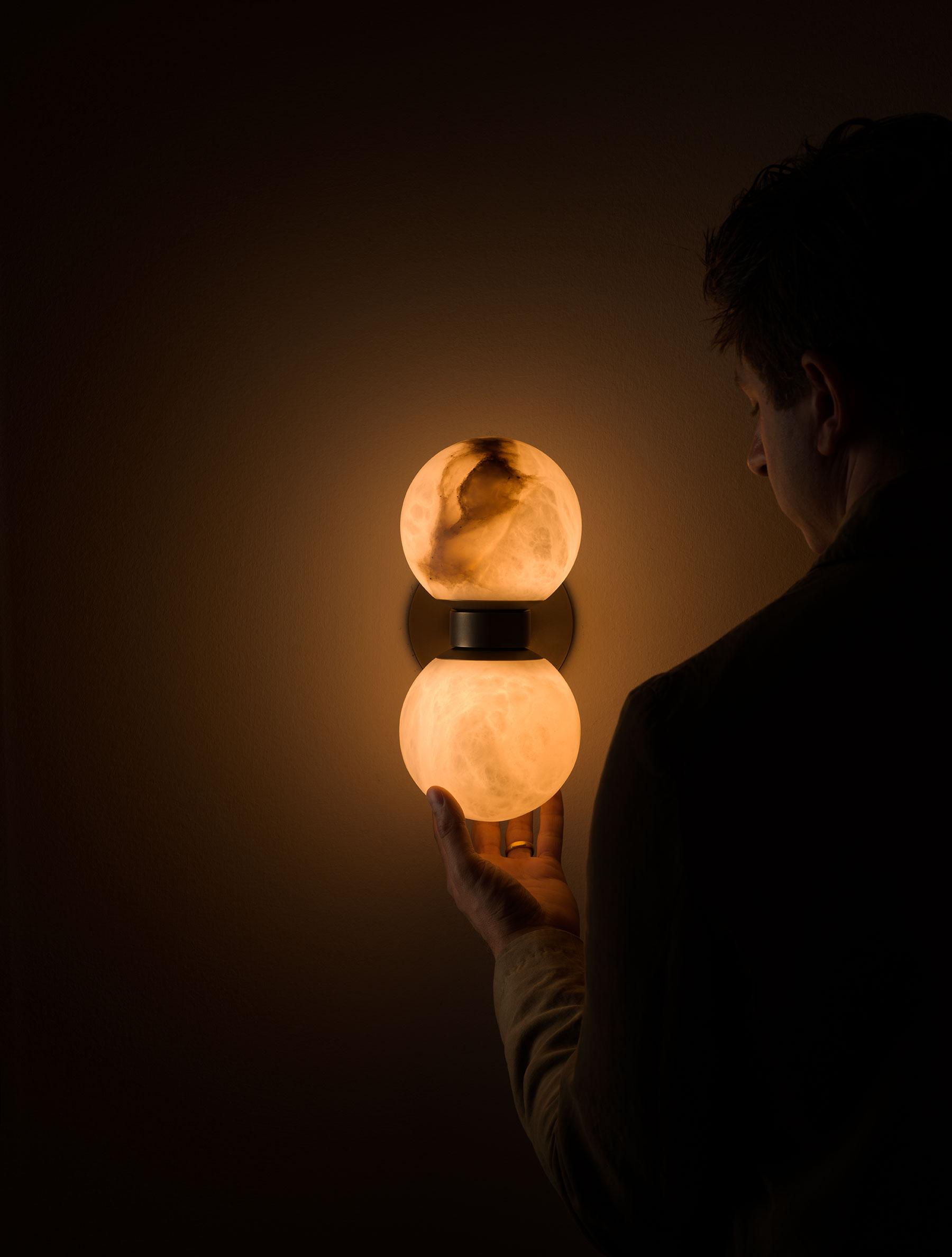 Lush Modern Minimalist Globe Alabaster Wall Lamp - Letslighting