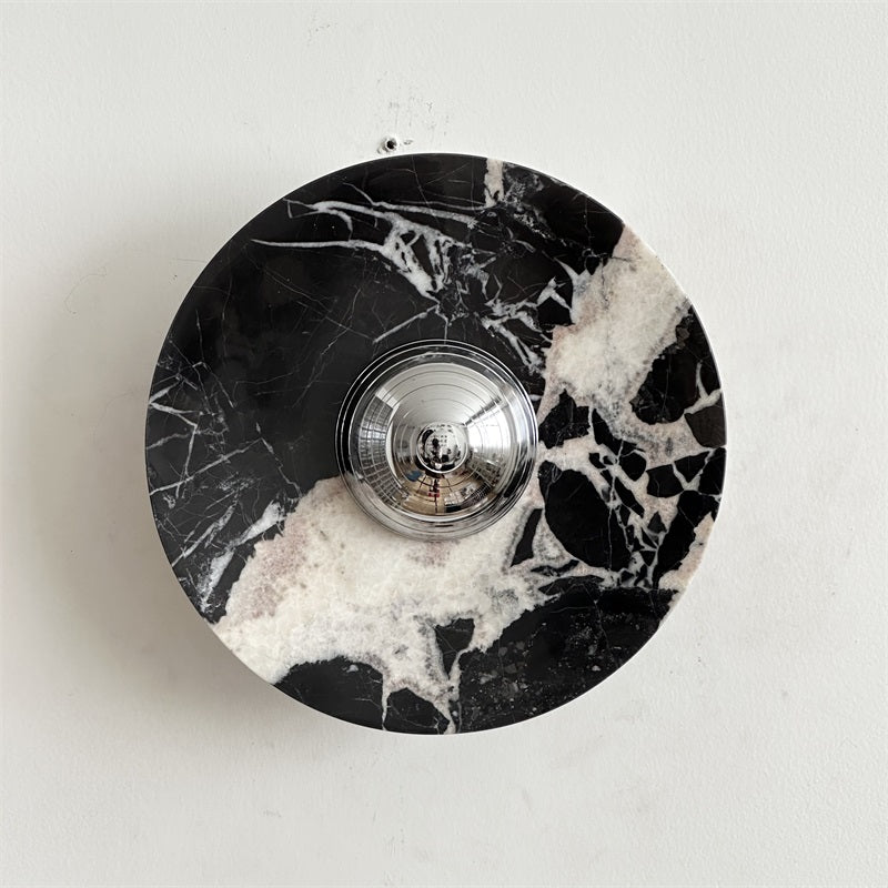 Alba Modern Minimalist Chrome Marble Metal Wall Lamp - Letslighting