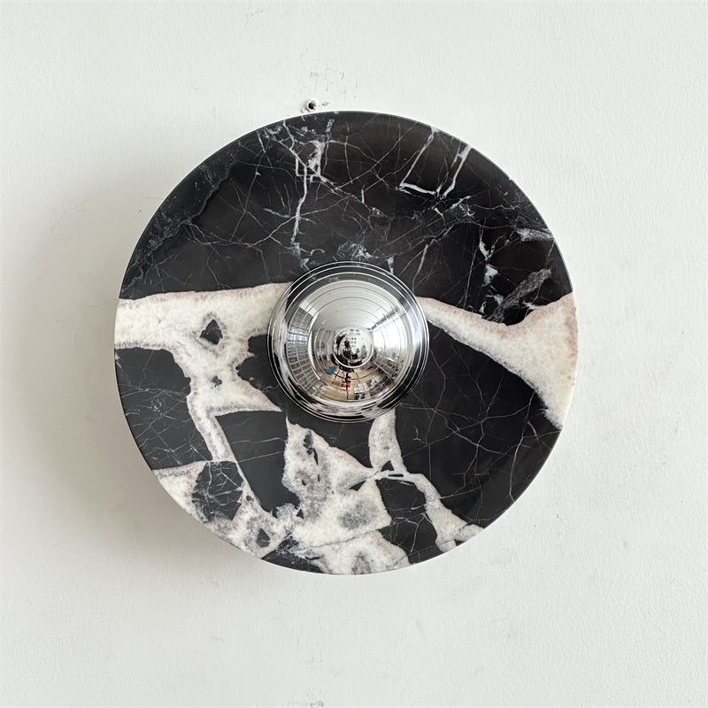 Alba Modern Minimalist Chrome Marble Metal Wall Lamp - Letslighting