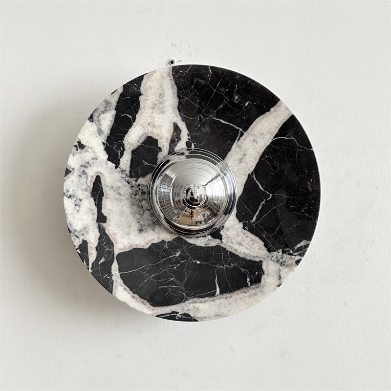 Alba Modern Minimalist Chrome Marble Metal Wall Lamp - Letslighting