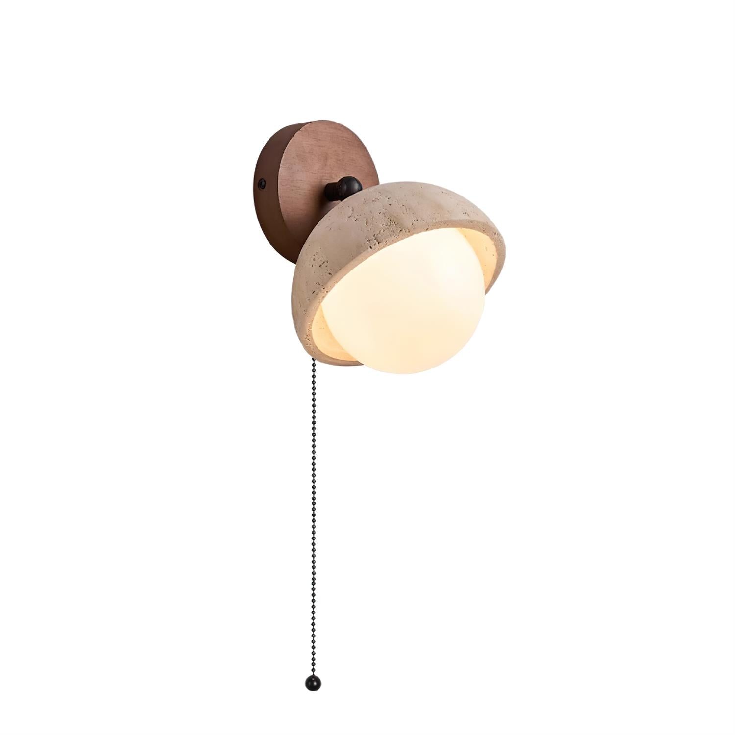 Wall Lamp Travertine and Wood Minimalist Soft Glow Modern Accent - Letslighting
