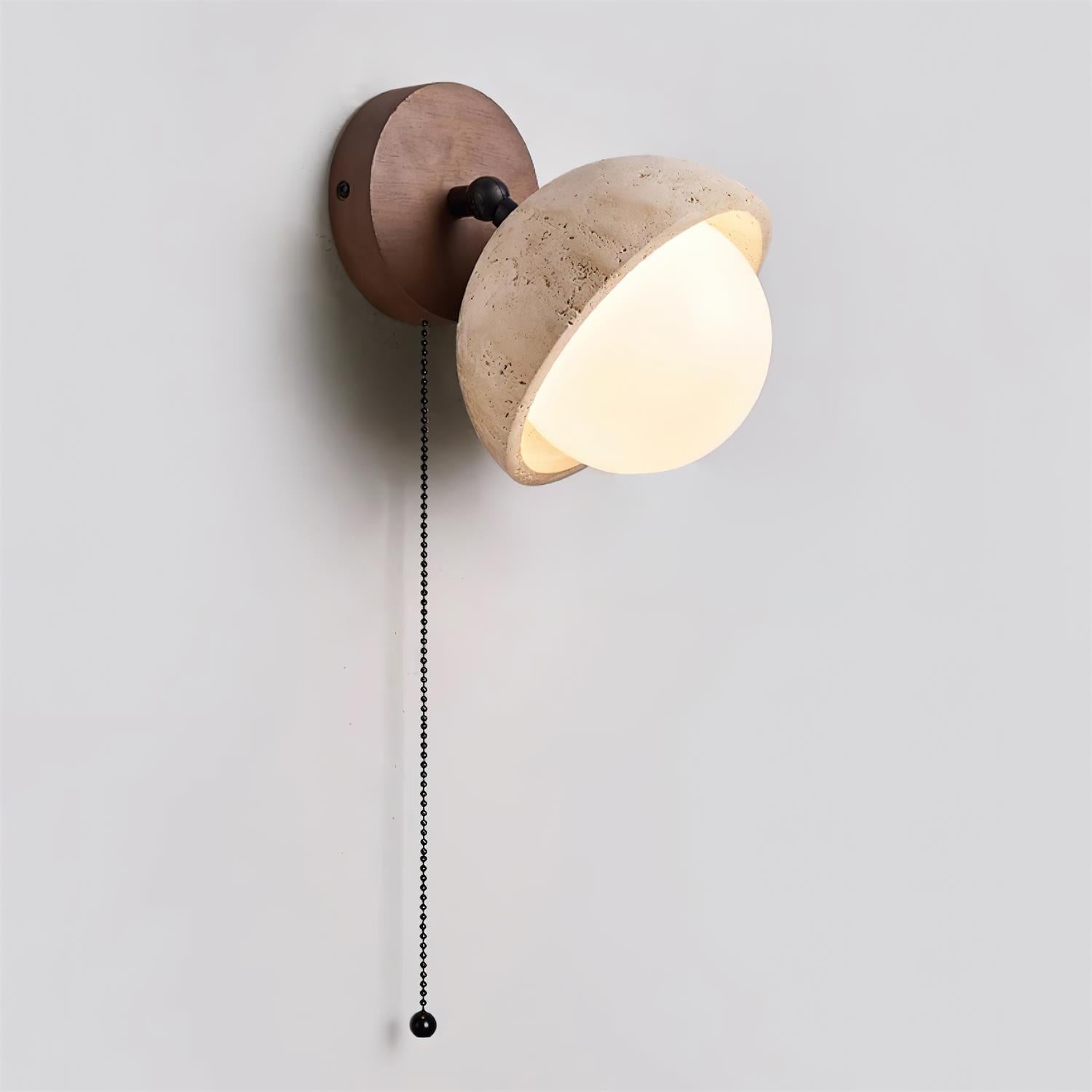 Wall Lamp Travertine and Wood Minimalist Soft Glow Modern Accent - Letslighting