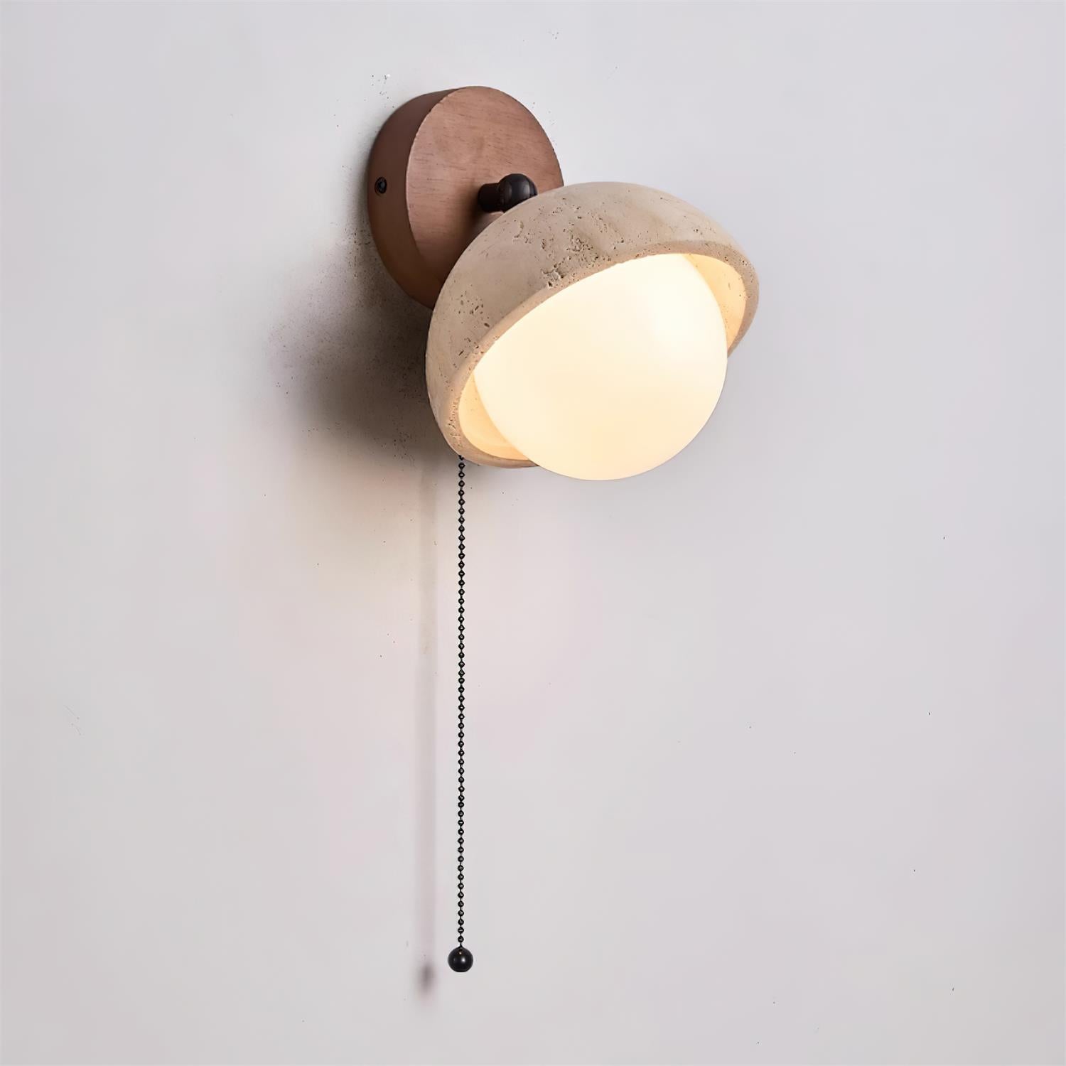 Wall Lamp Travertine and Wood Minimalist Soft Glow Modern Accent - Letslighting