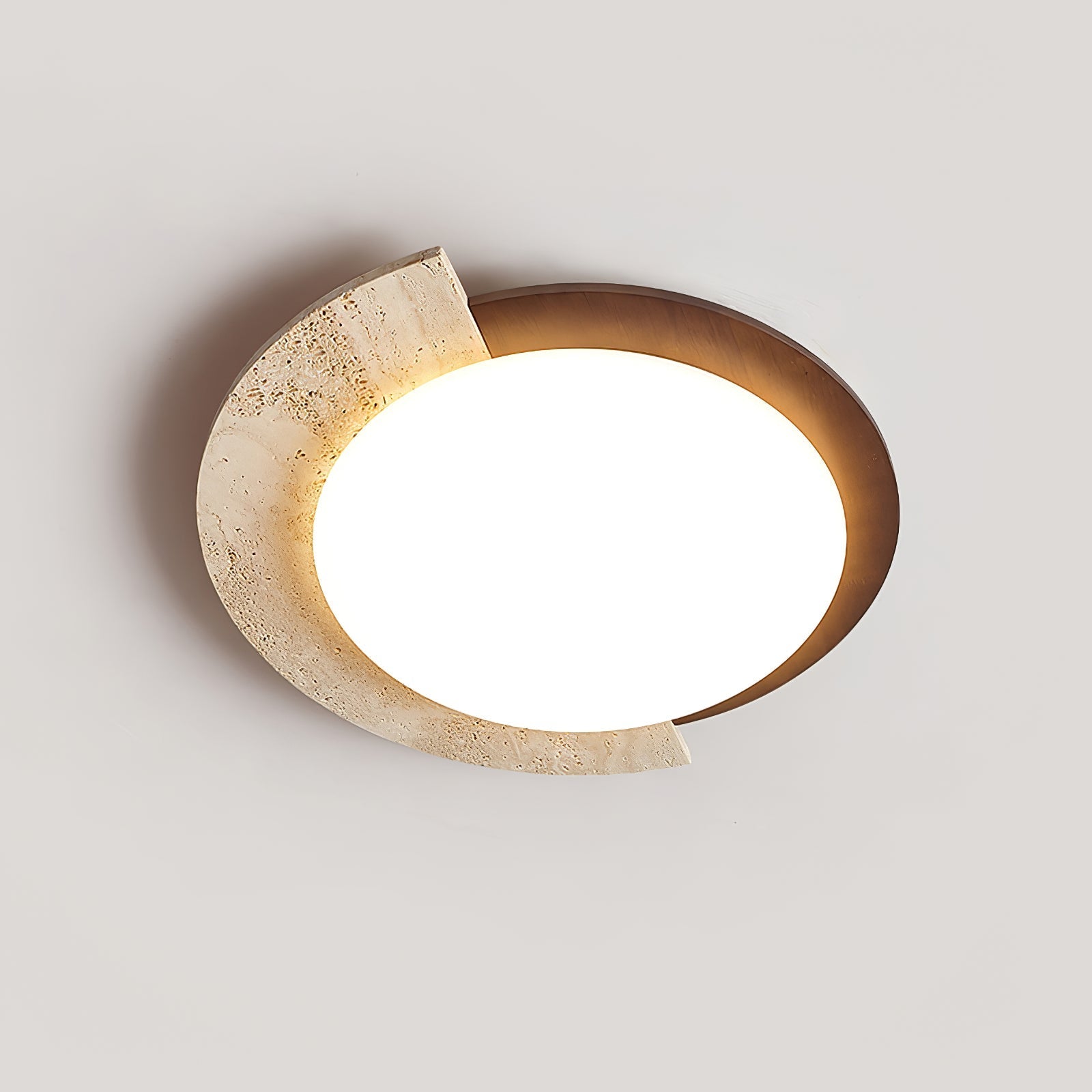 Ivnoran Arc-Rim Travertine Ceiling Light - Neutralighting