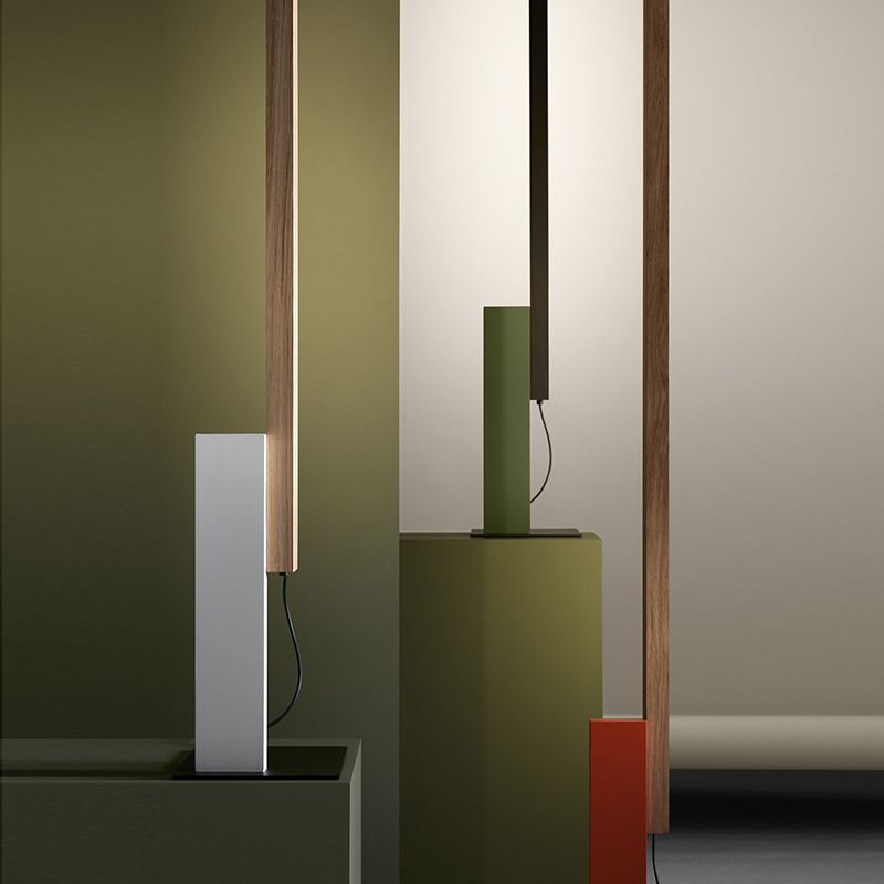 Arisha Minimalist Stehleuchte Linear, 4 Farben, Wohnzimmer, Holz Metall