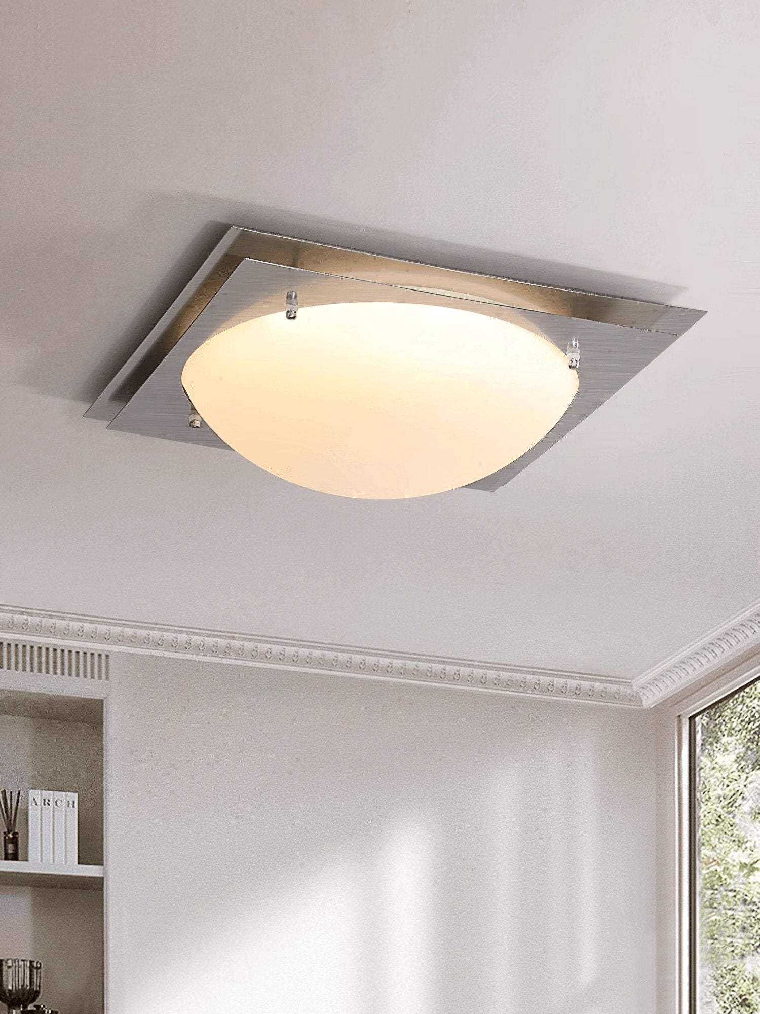 Astrain Deckenleuchte aus Glas und Stahl-Letslighting