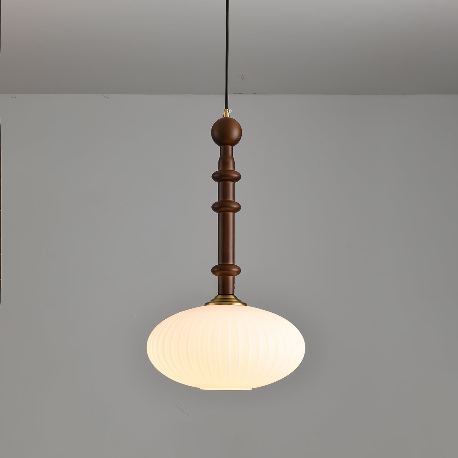 Iliror Traditionelle Kunst-Pendelleuchte aus Holz und Glas-Letslighting