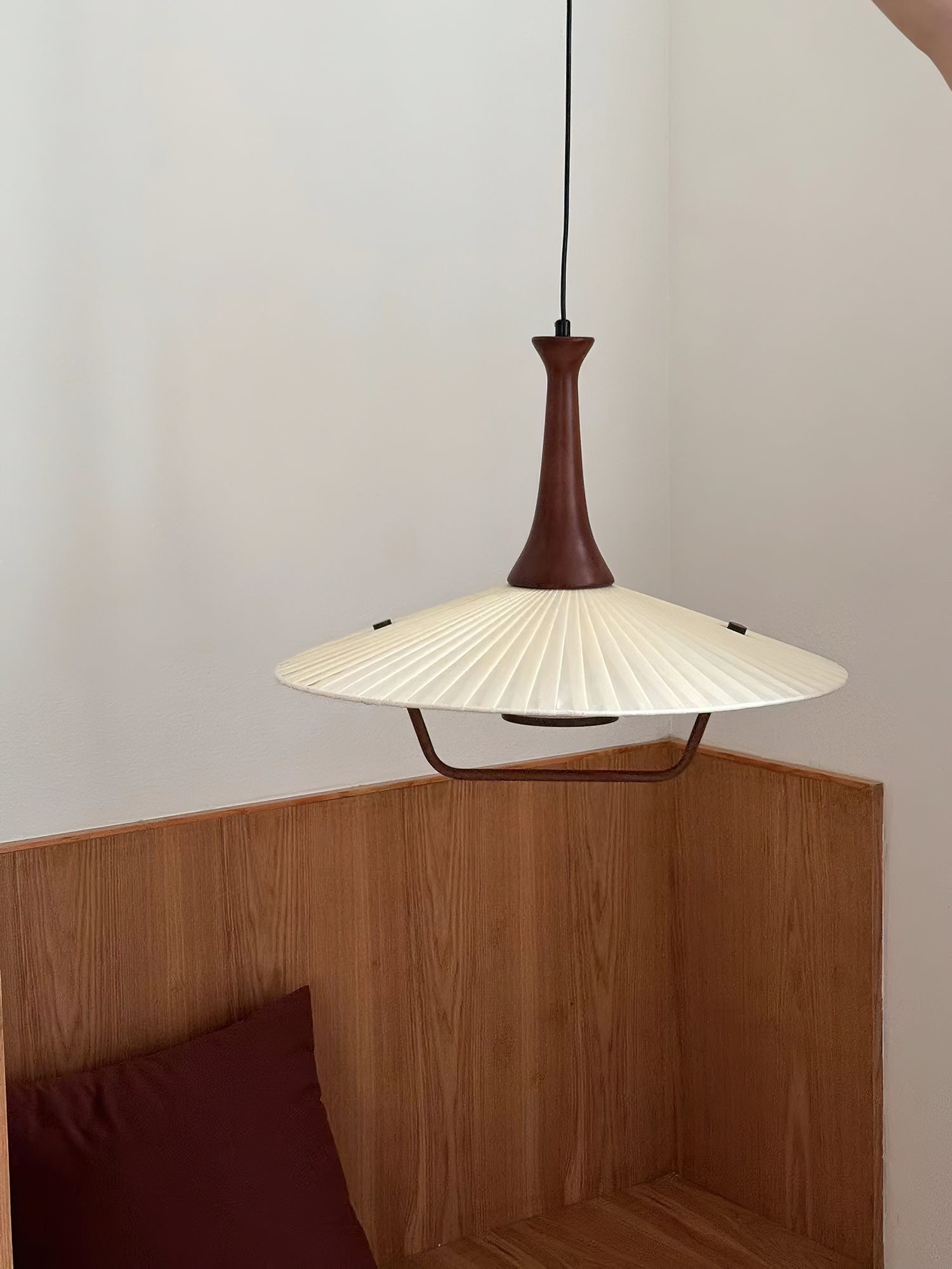 Mydorisra Klassische Stoff-Holz-Pendelleuchte-Letslighting