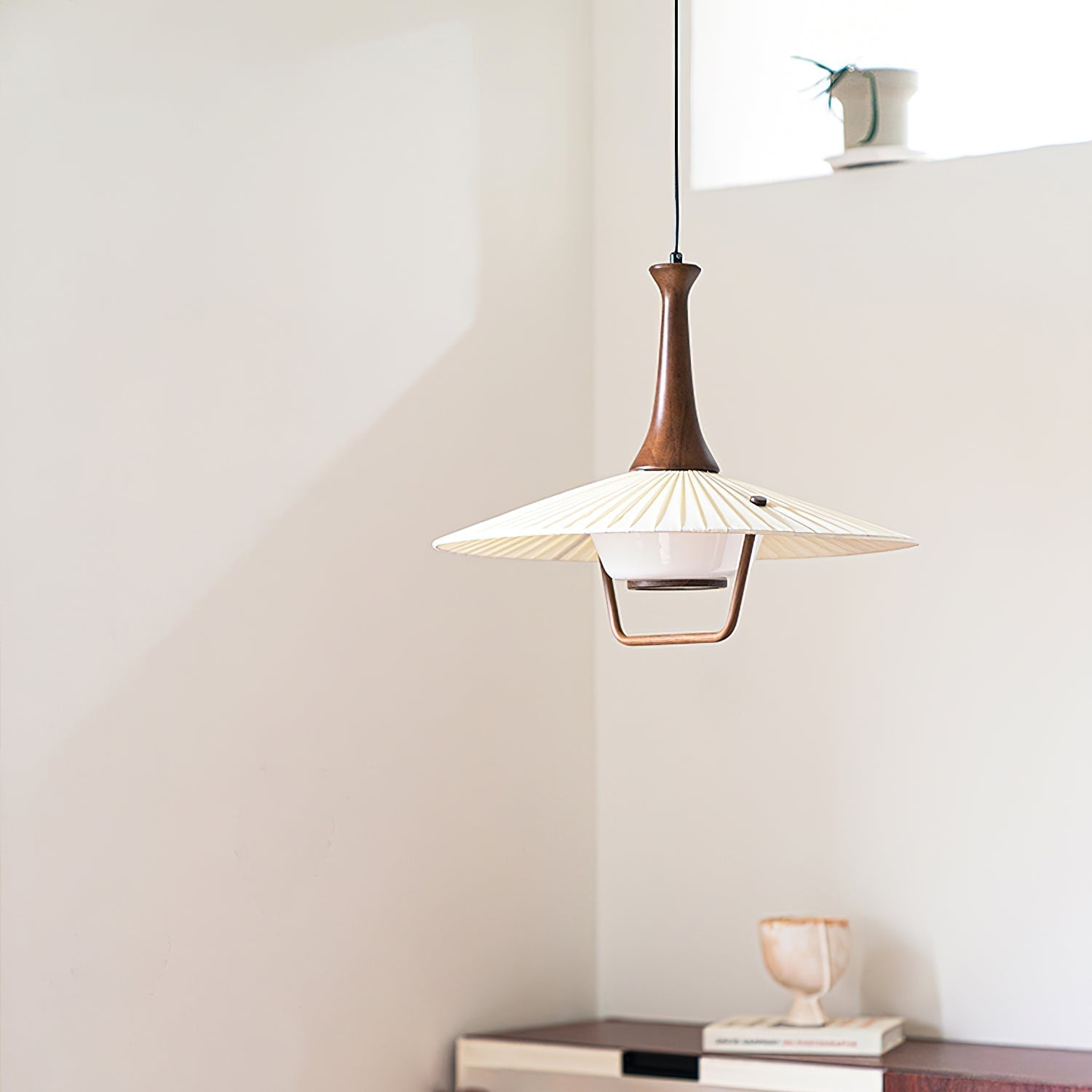 Mydorisra Klassische Stoff-Holz-Pendelleuchte-Letslighting