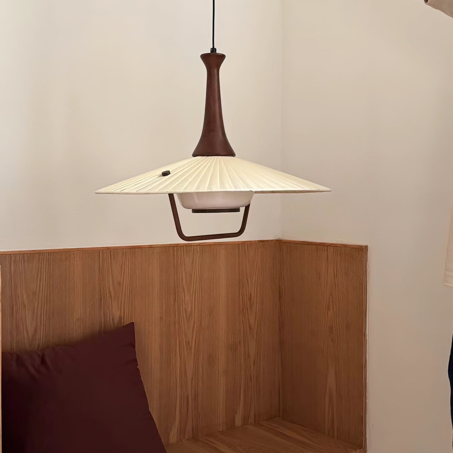 Mydorisra Klassische Stoff-Holz-Pendelleuchte-Letslighting