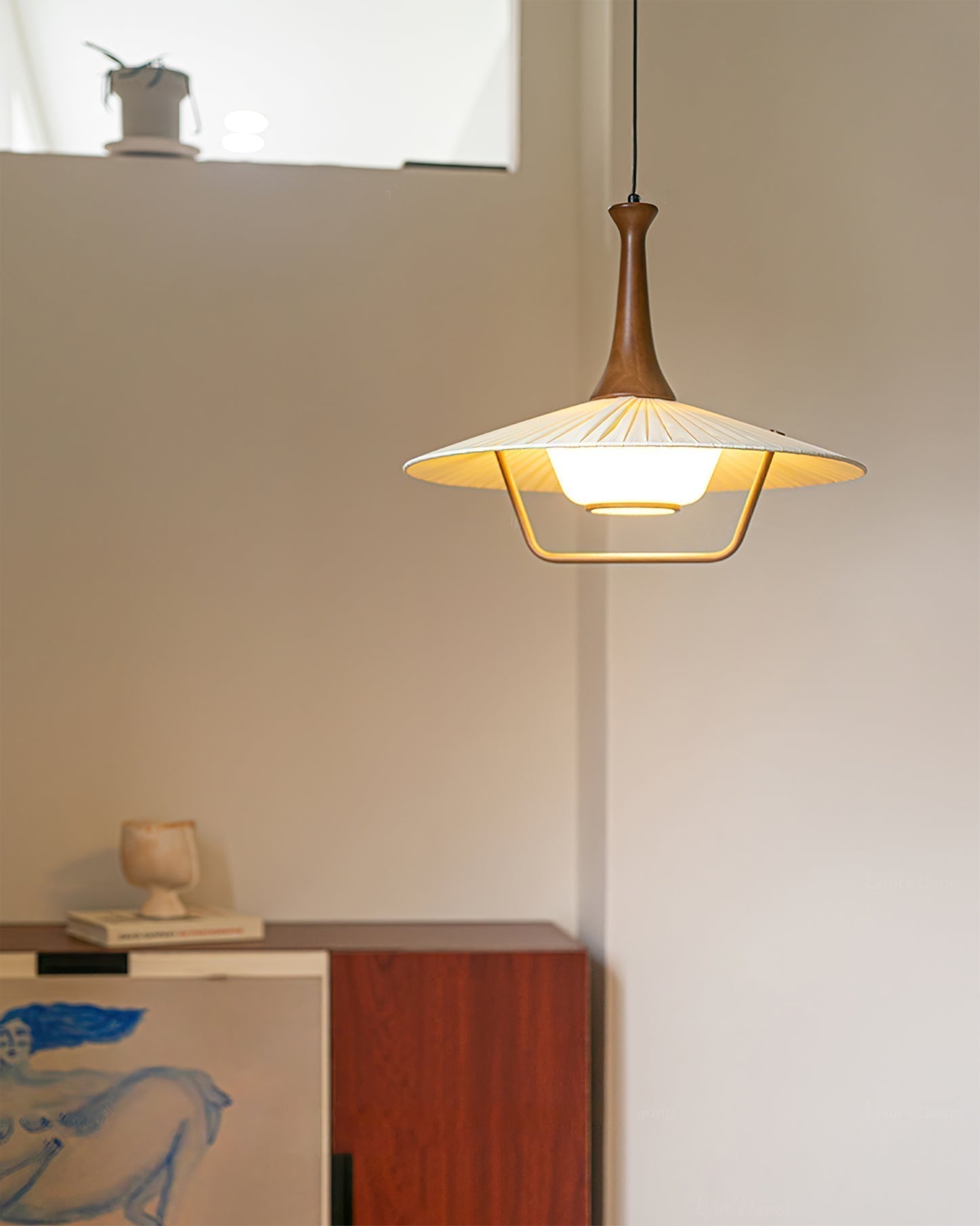Mydorisra Klassische Stoff-Holz-Pendelleuchte-Letslighting