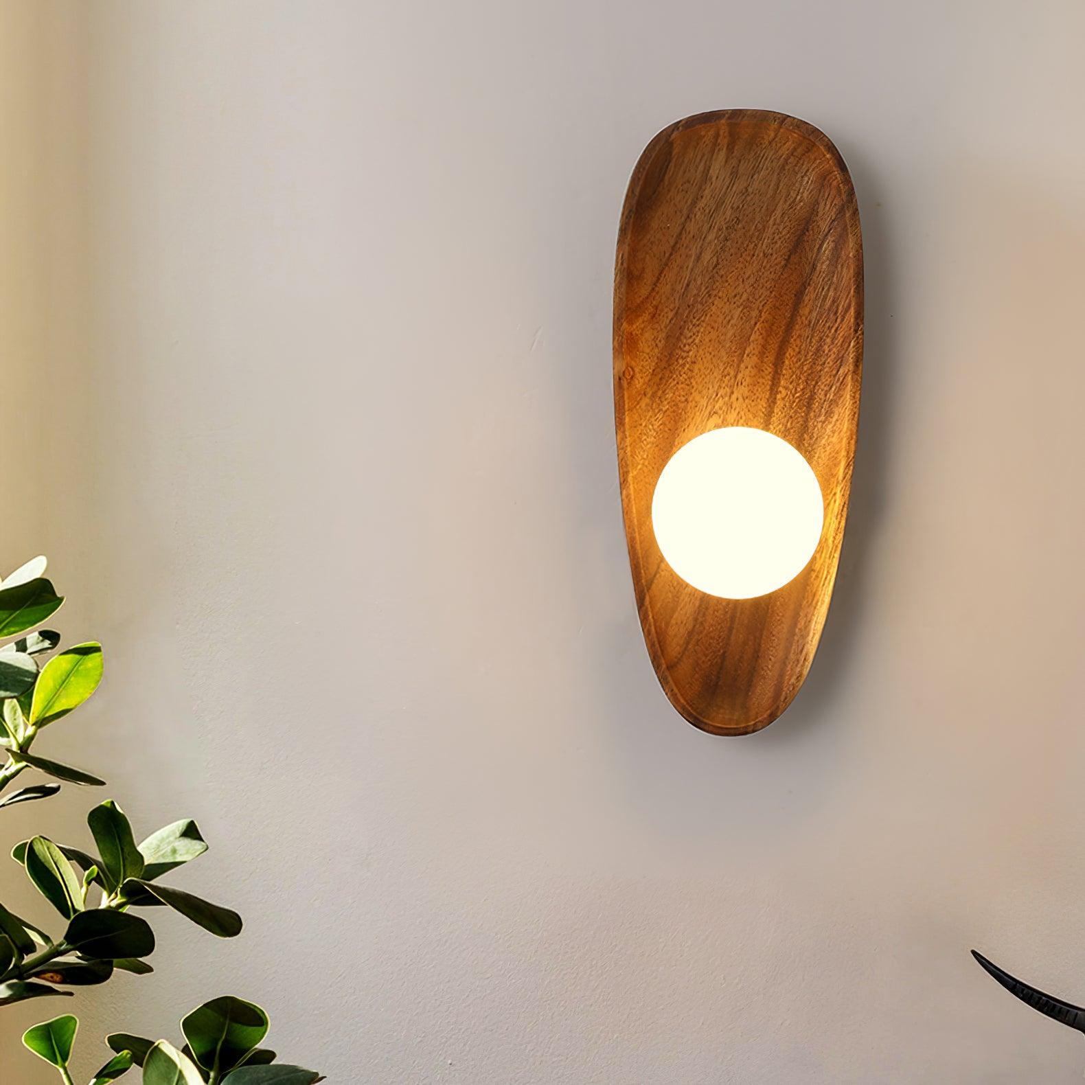 Ligno Wandleuchte aus Naturholz und Glas