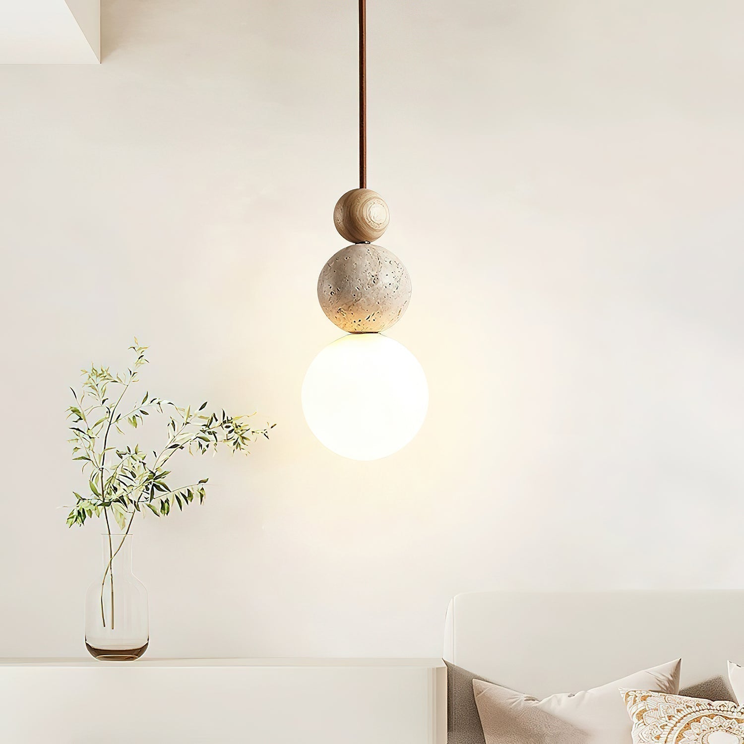 Ullaeia Sphere-Cluster Travertine Pendant Light - Neutralighting