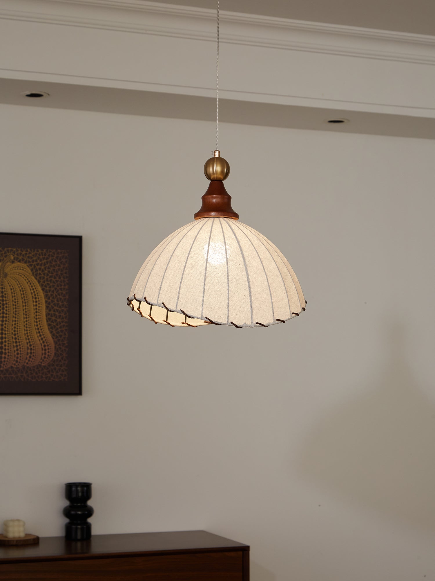 Thalira Holz Stoff Elegant Pendelleuchte-Letslighting