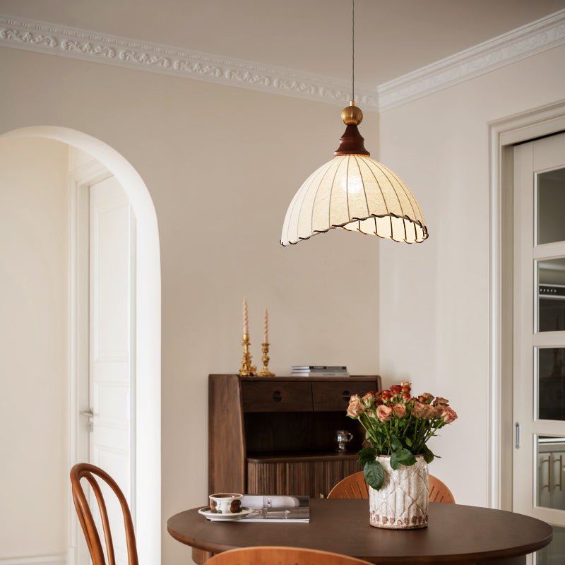 Thalira Holz Stoff Elegant Pendelleuchte-Letslighting