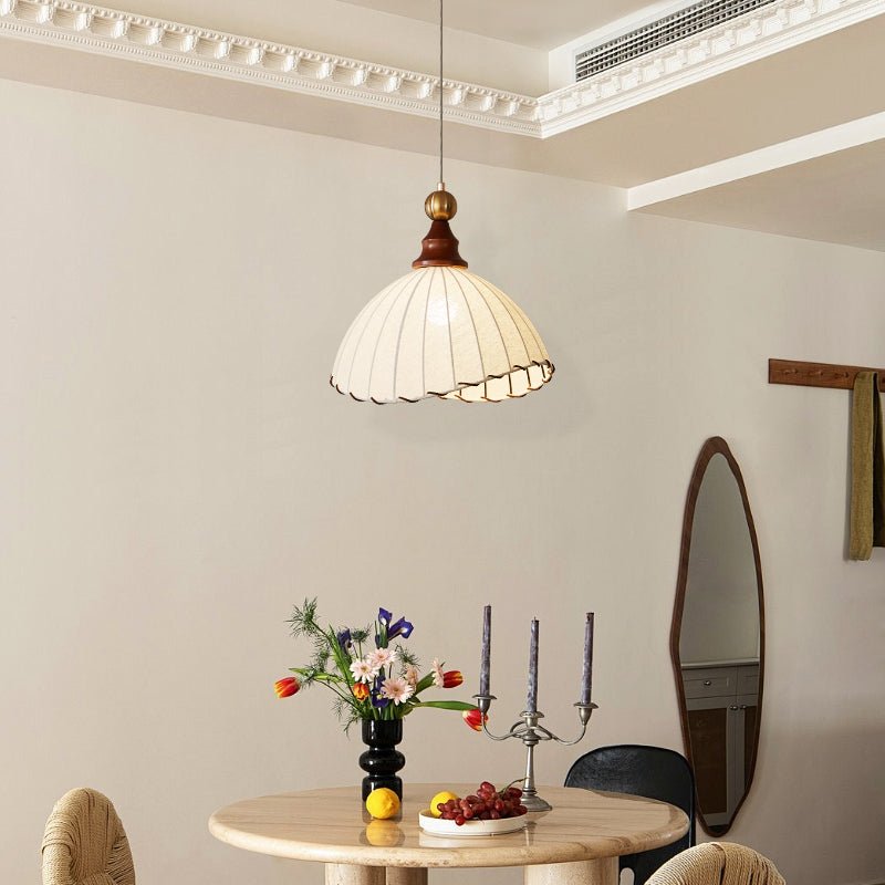 Thalira Holz Stoff Elegant Pendelleuchte-Letslighting