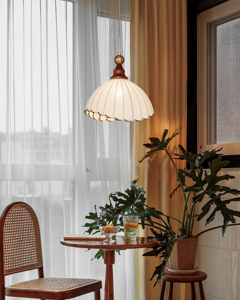 Thalira Holz Stoff Elegant Pendelleuchte-Letslighting